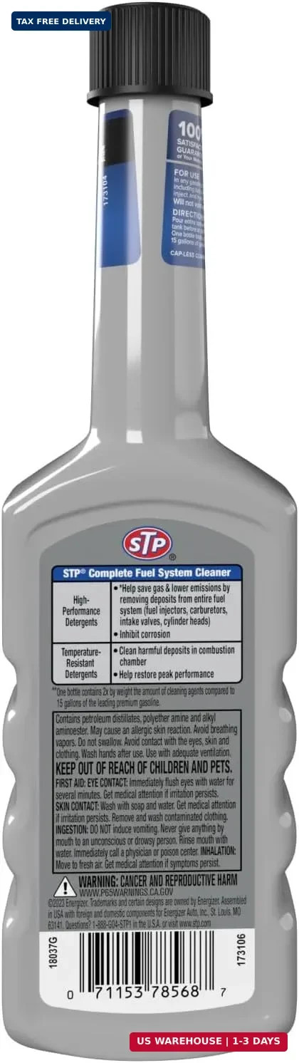 STP Complete Fuel System Cleaner, Fuel Cleaner Deep Cleans Entire Fuel System, 5