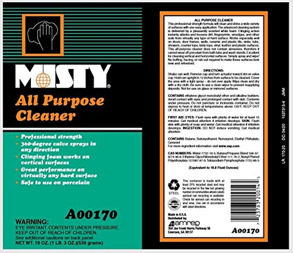 MISTY All-Purpose Cleaner – 19 oz (Case of 12) -1001592- Professional Strength,
