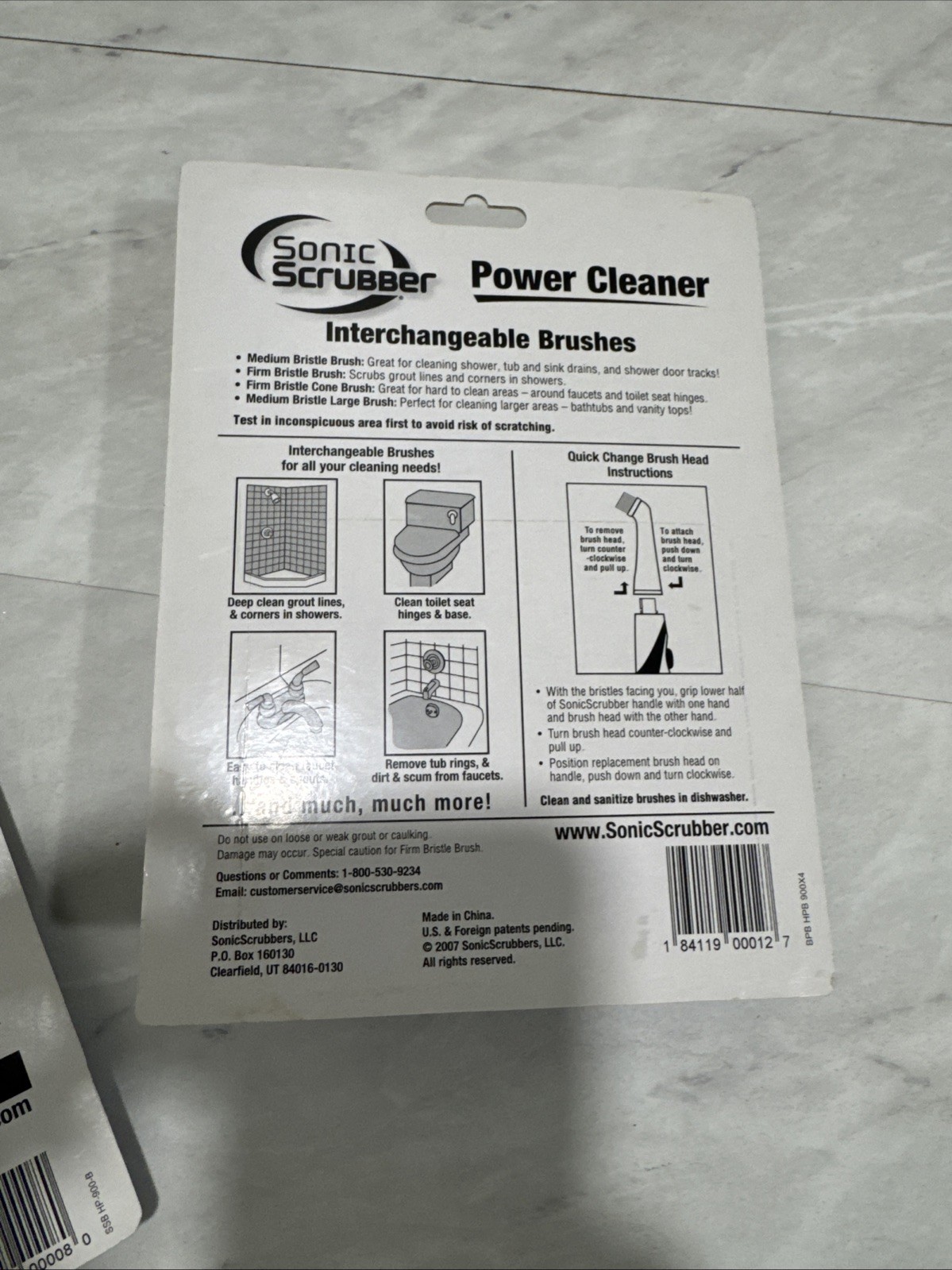 Sonic Scrubber Power Cleaner Plus & Interchangeable Brushes 4 Pack Bathroom New