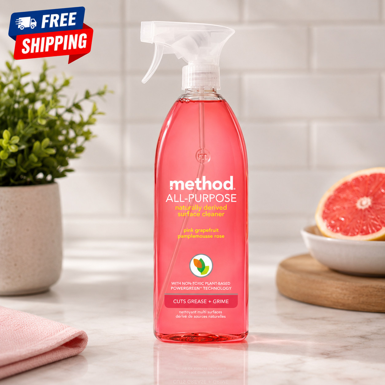 Method All-Purpose Cleaner Spray Pink Grapefruit 28oz Kitchen Bathroom Surface