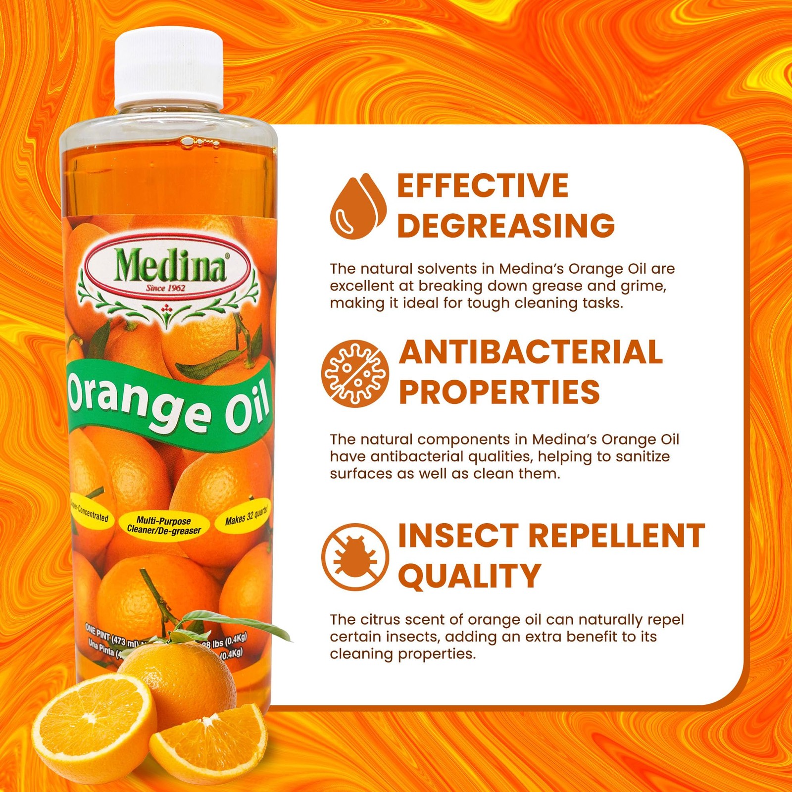 Orange Oil Cleaner Degreaser Concentrate All Purpose Kitchen Wood 16oz