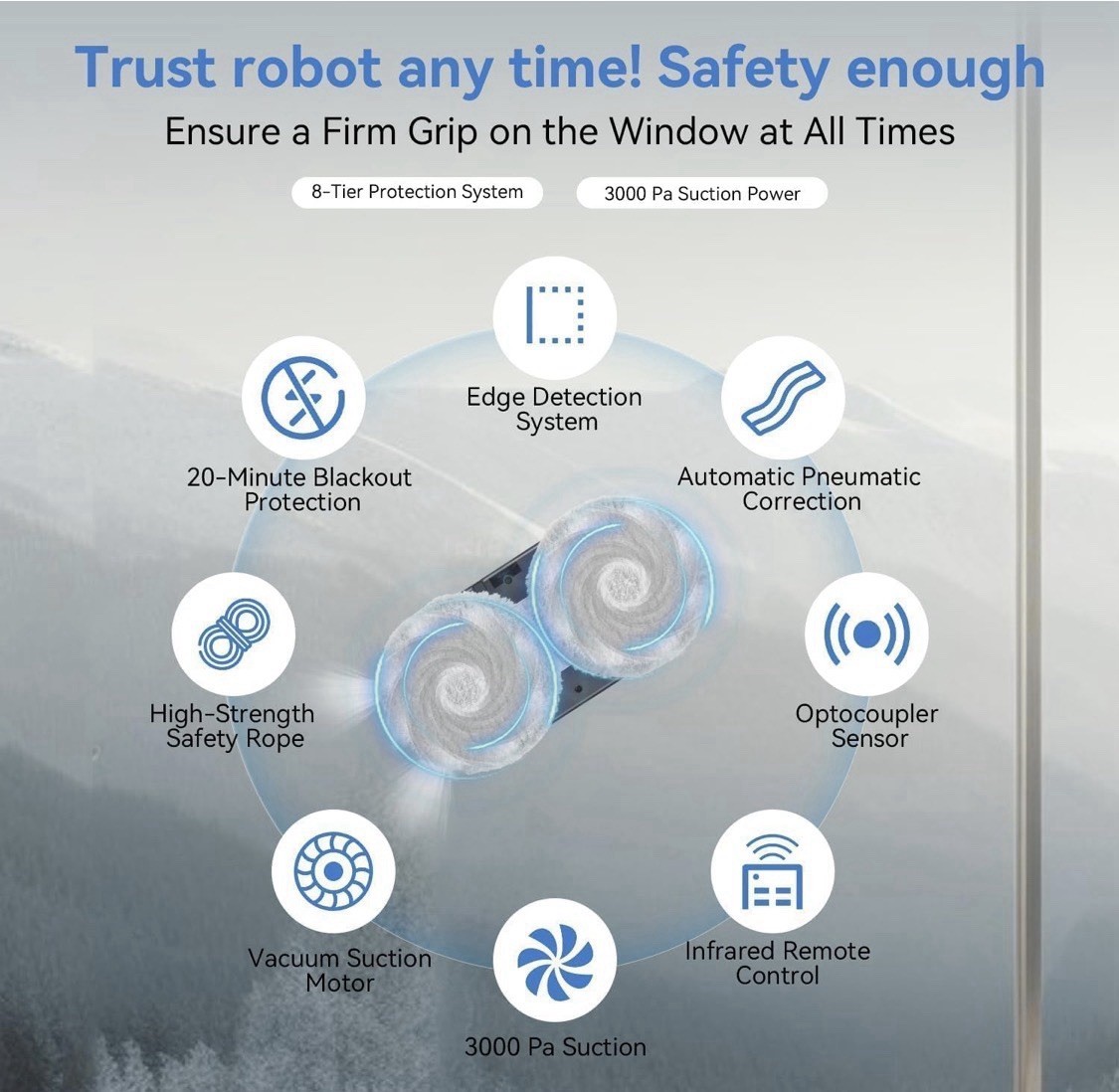 Window Cleaning Robot 2026 Auto Dual Spray, Intelligent Cleaning w/Path Plan’g