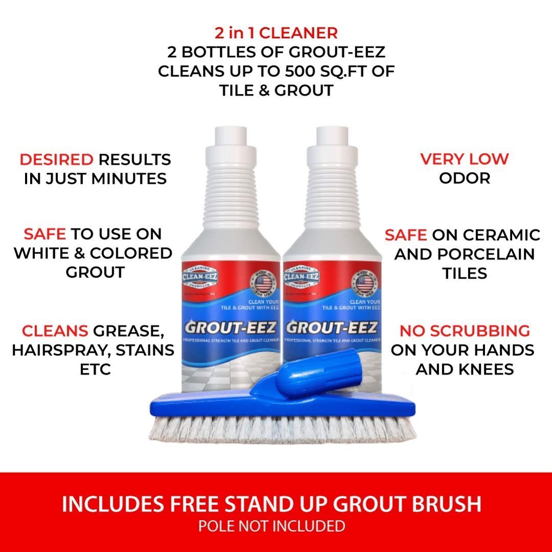 2-in-1 Grout Cleaner & Sealer Bundle – Tile & Grout Brush for Deep Cleaning & Pr