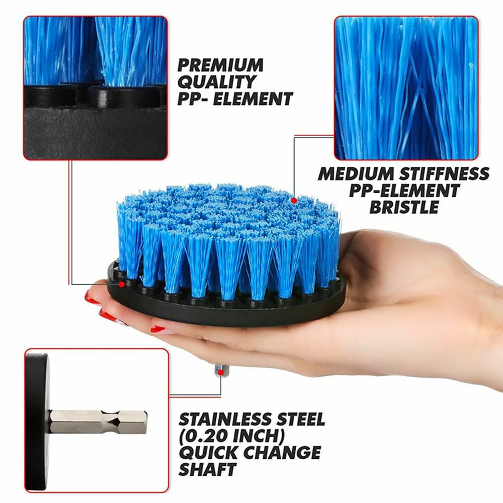 3pc Set Cleaning Drill Brush Kit Carpet Tile Power Scrubber Cleaner Attachment