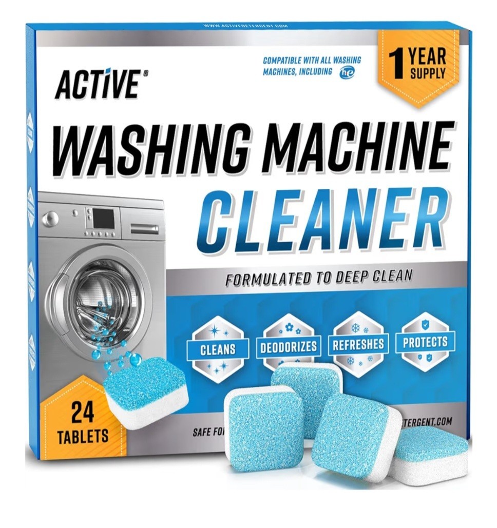 Active Washing Machine Cleaner and Descaler Tablets for HE Front and Top Loaders