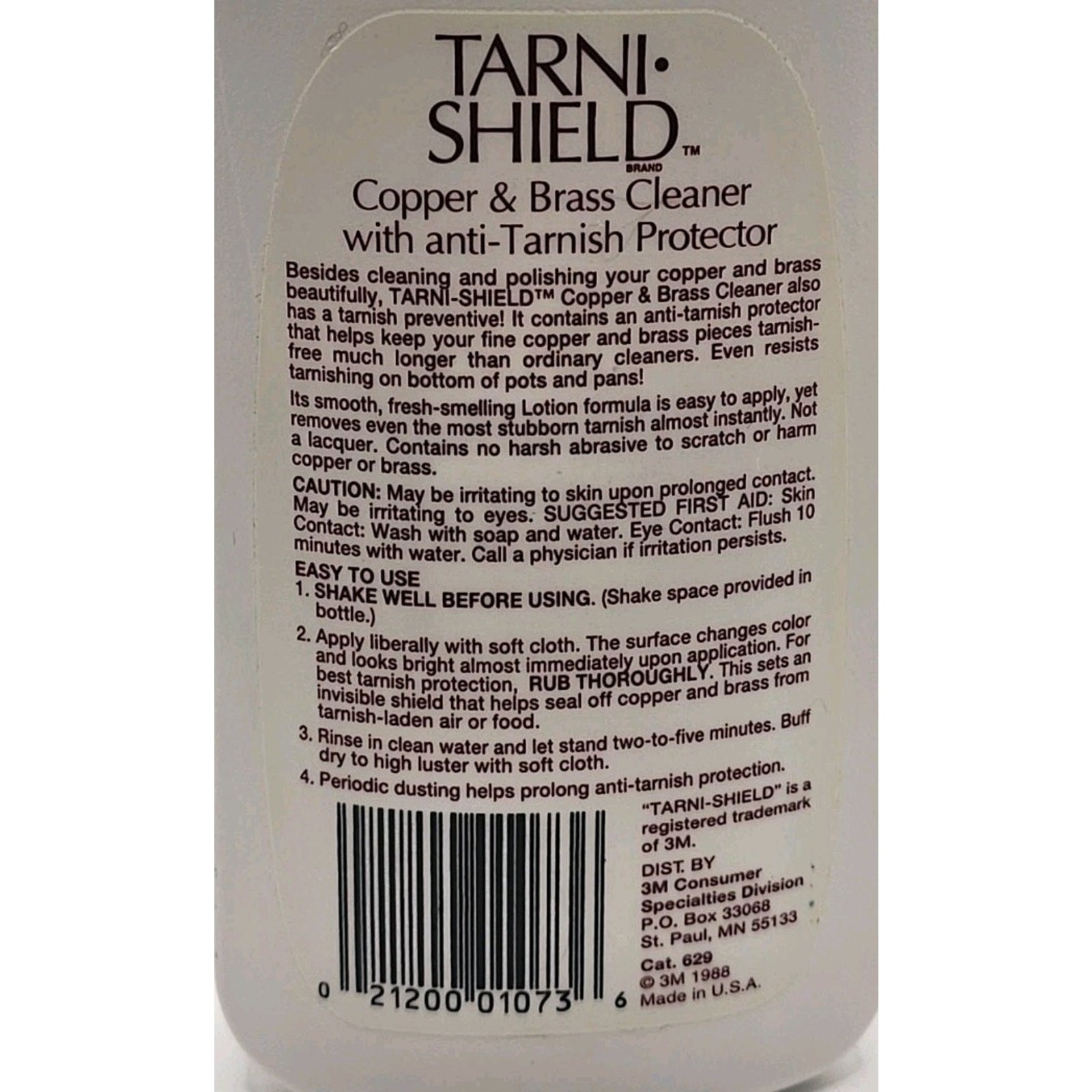 3M Tarni-Shield Copper & Brass Cleaner 10oz 90% Full Discontinued 1988 USED