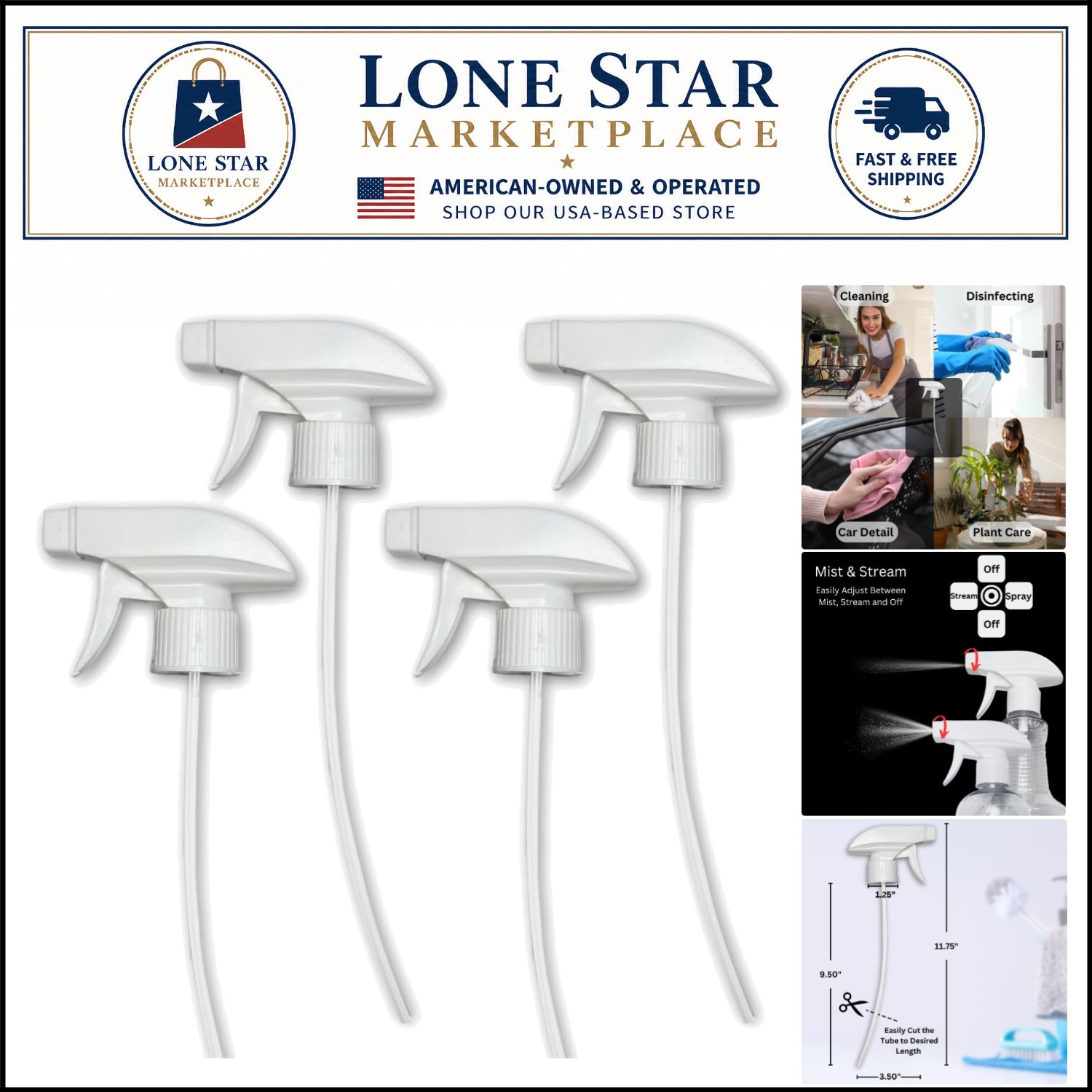 Dual Misting & Stream Trigger Sprayers – 4 Pack, Leak-Proof for Home & Office