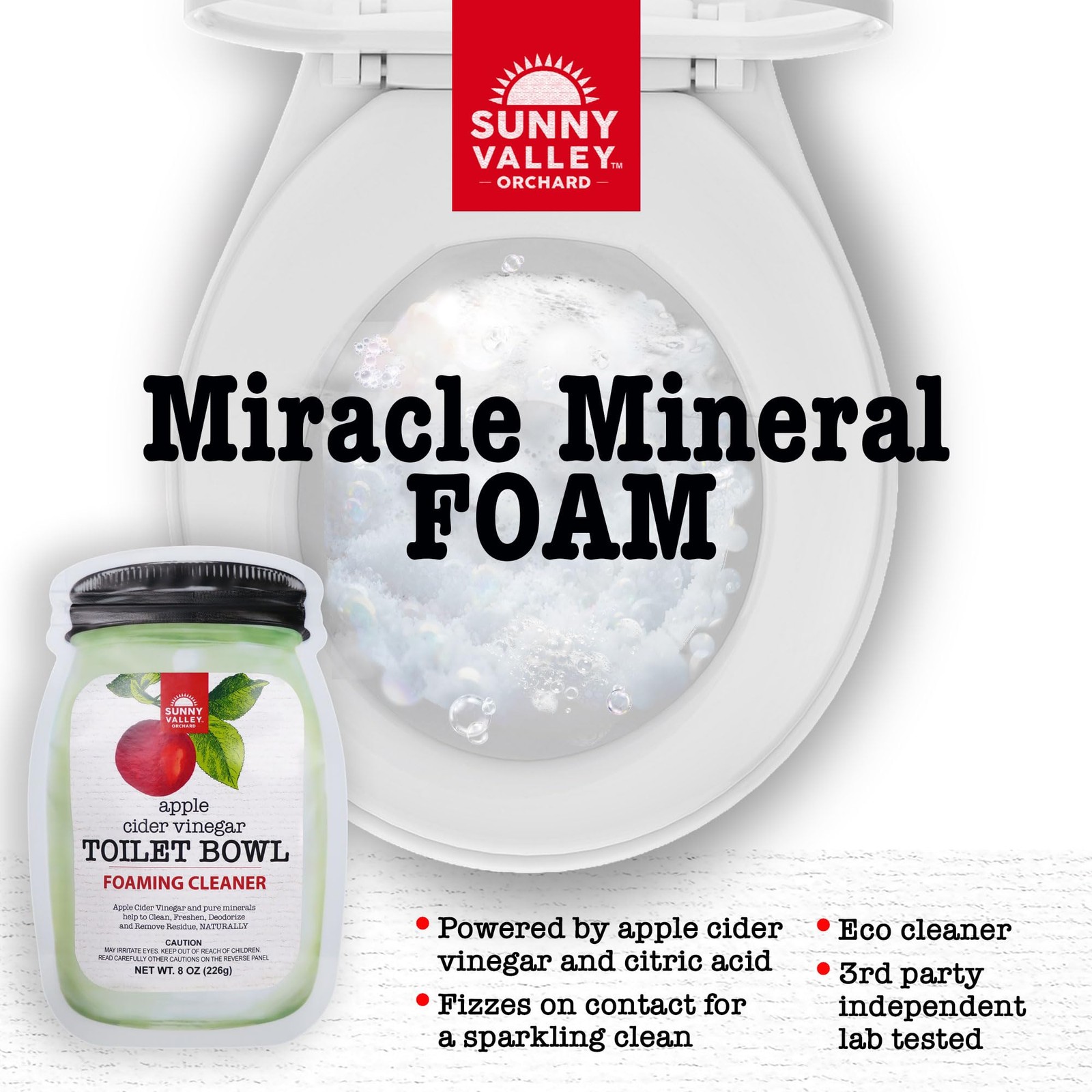 Sunny Valley Orchard Apple Cider Vinegar Foaming Toilet Bowl Cleaner