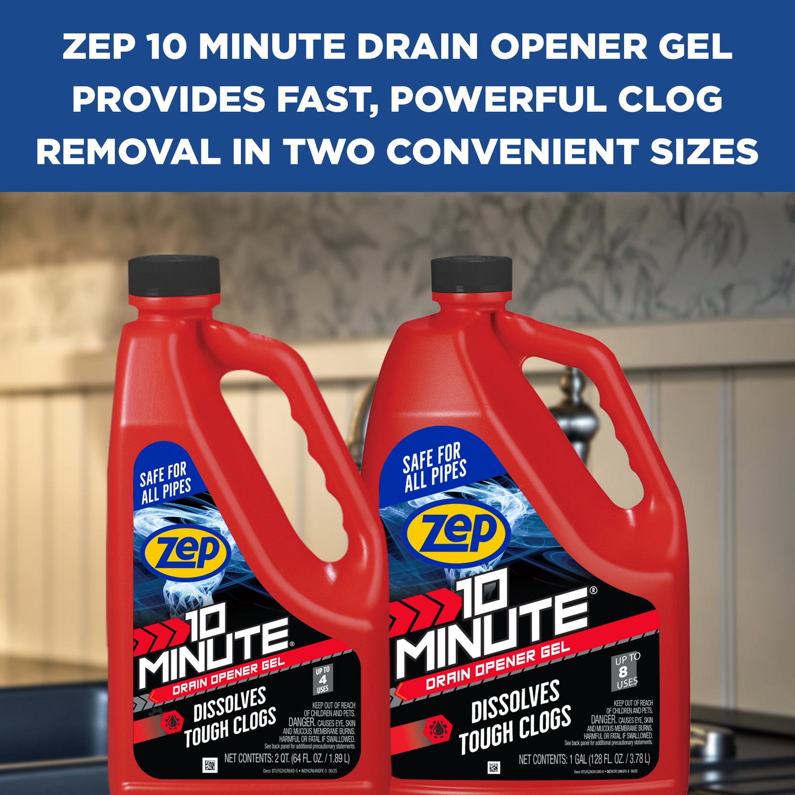 Zep 10 Minute Drain Opener Gel 1 Gallon (Case of 4) ZHCR128NG – Commercial