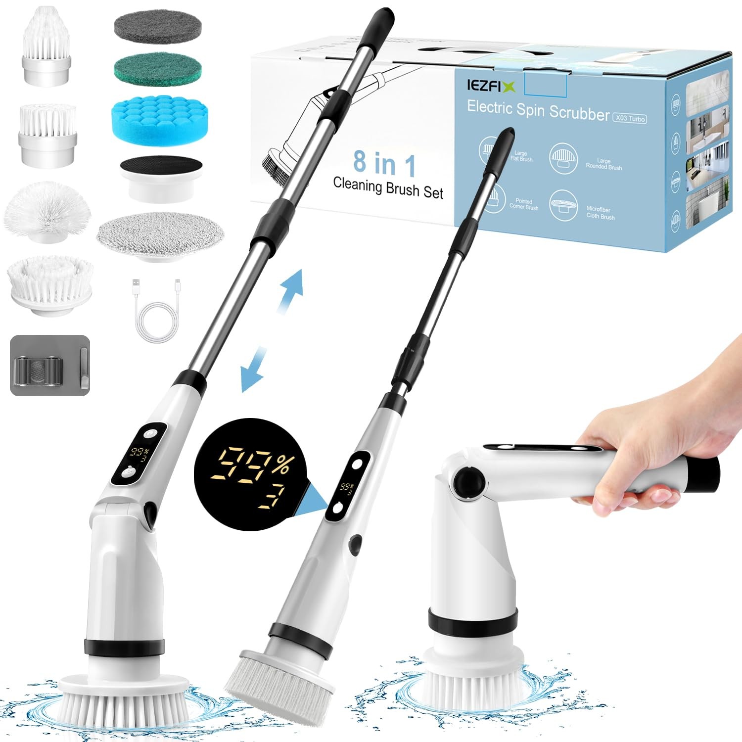Electric Spin Scrubber, Bathroom Power Shower Scrubber Cleaning Brush for Tub…