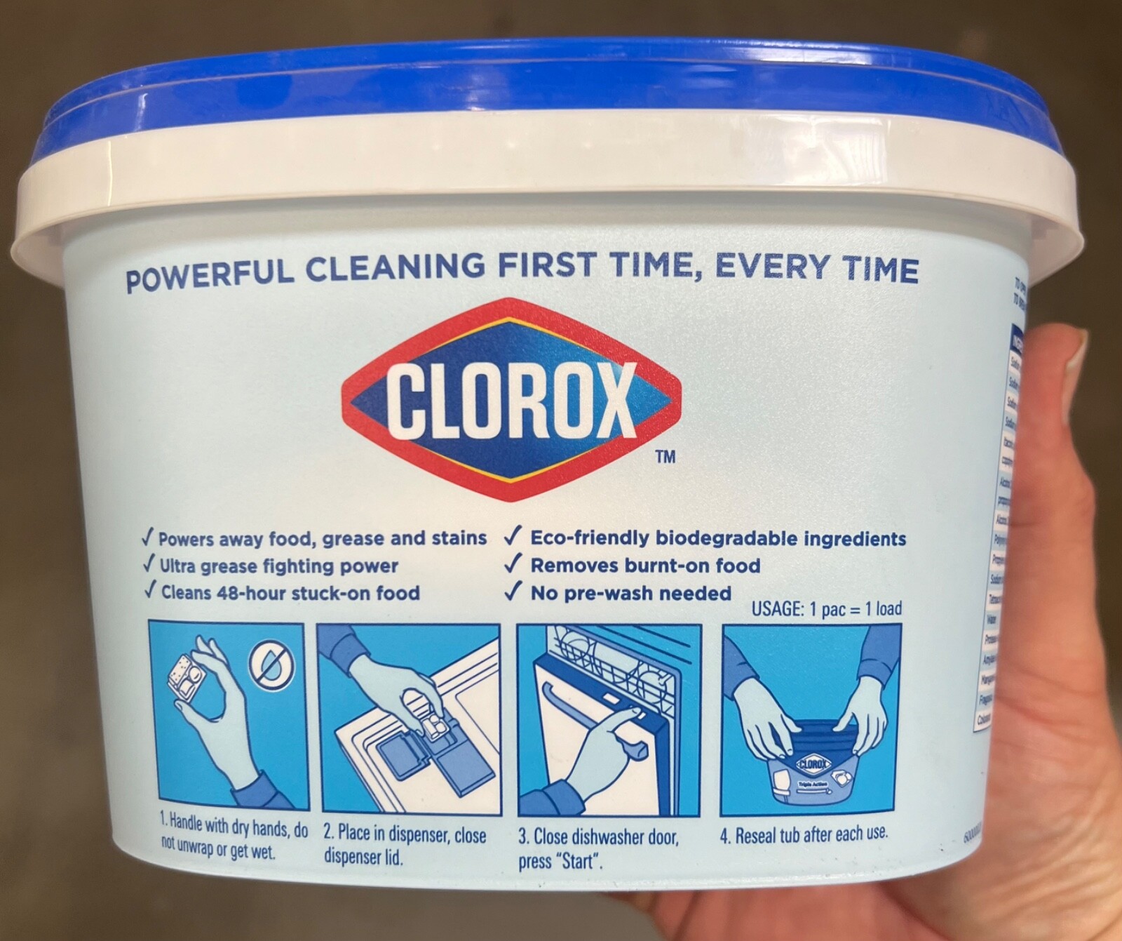 129 Pods (3 qty)Total Clorox Triple Action Dishwasher Detergent Pods Fresh Scent