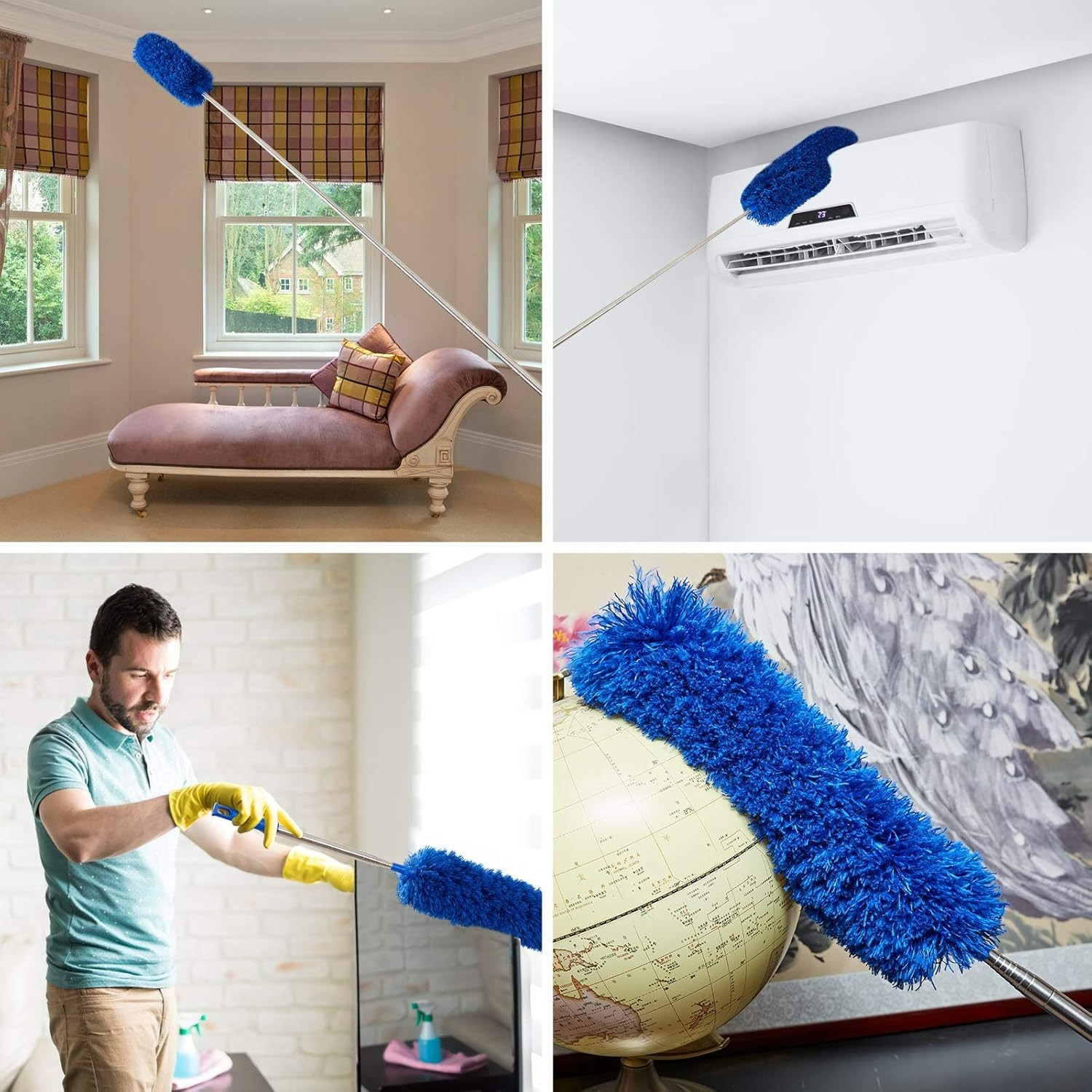 Cobweb Duster Kit with Telescopic Pole – Washable, Safe for High Cleaning