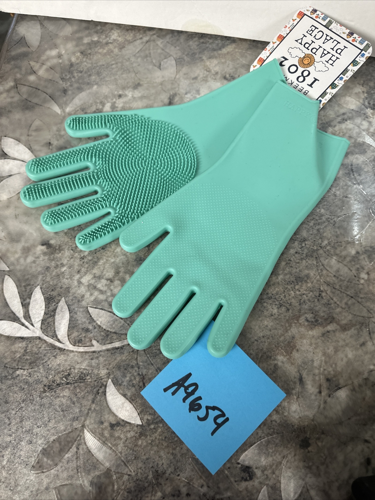 Beekman 1802 Cleaning Dishwashing Scrubber Silicone Gloves Green Sz Small New