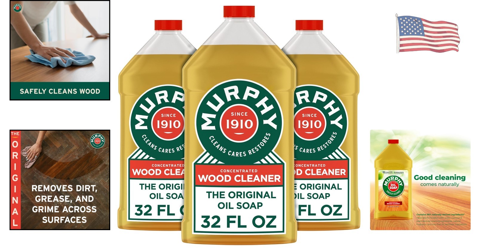 Citronella Oil Soap, 32 Fl Oz – Residue-Free, Biodegradable Wood Cleaner, 3-Pack