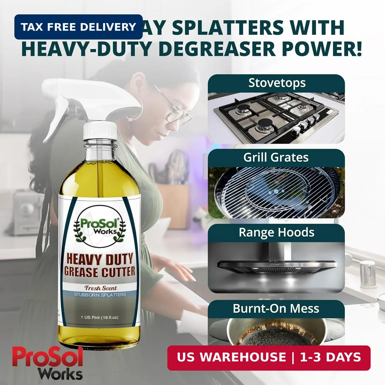 Degreaser Cleaner Heavy Duty Cleaning Spray 16 oz – Kitchen Cleaner for Stubborn