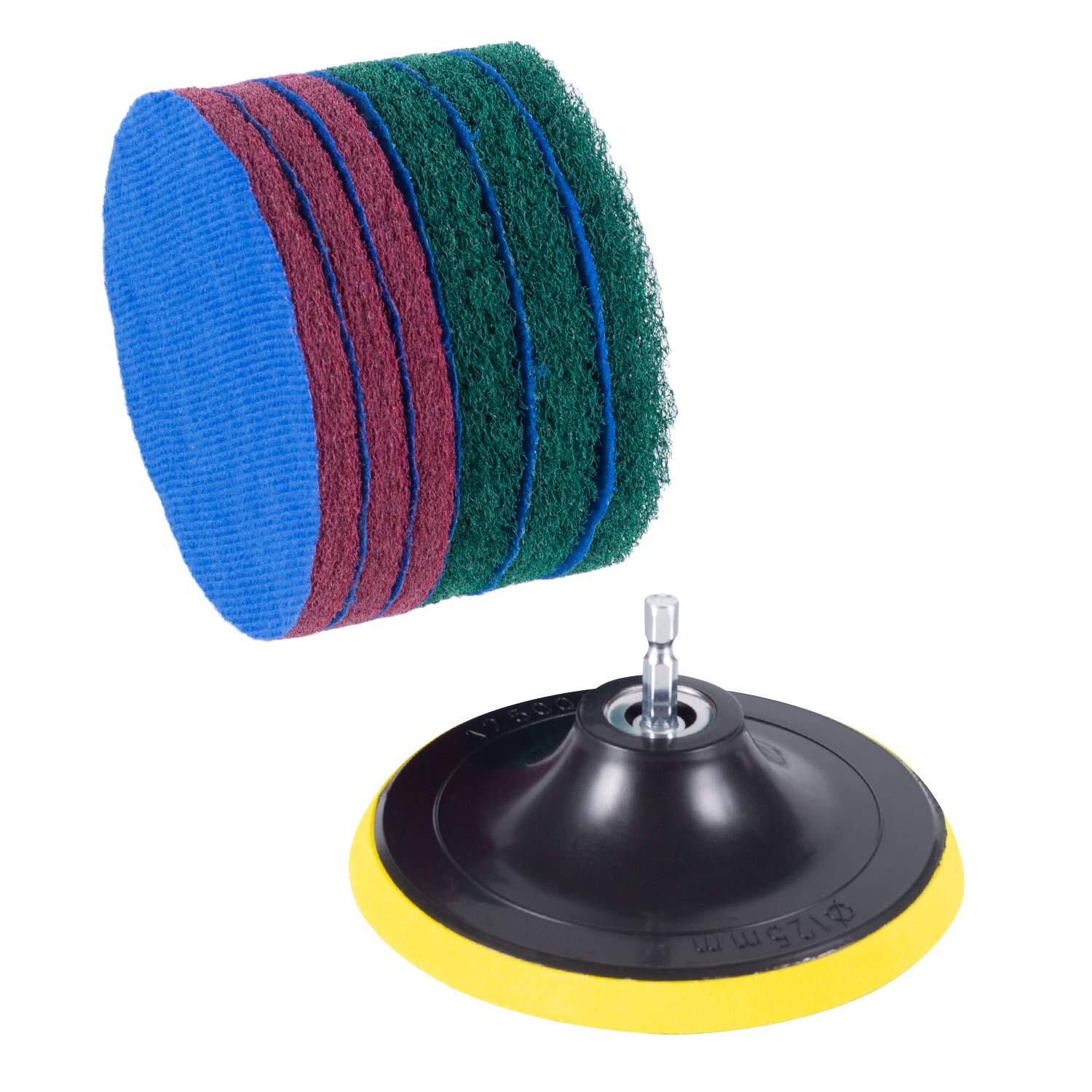 5 Inch Drill Powered Brush Tile Scrubber Scouring Pads 2 Different Stiffness 5in