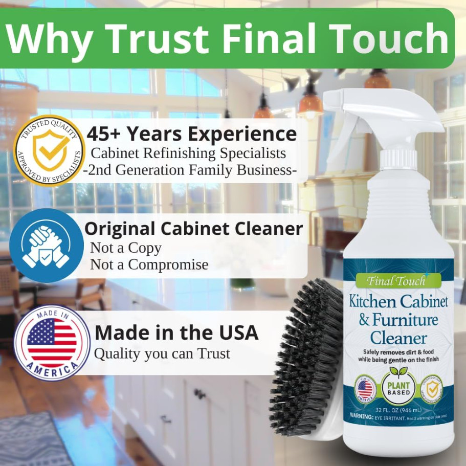 Plant Based Kitchen Cabinet Cleaner Spray Wood Furniture Cleaner 32 Fl Oz Safe