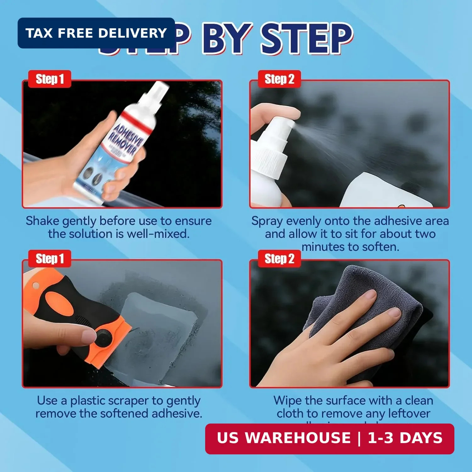 Adhesive Remover Spray, Car Sticker Remover Effortlessly Erase Multi-Surface Res