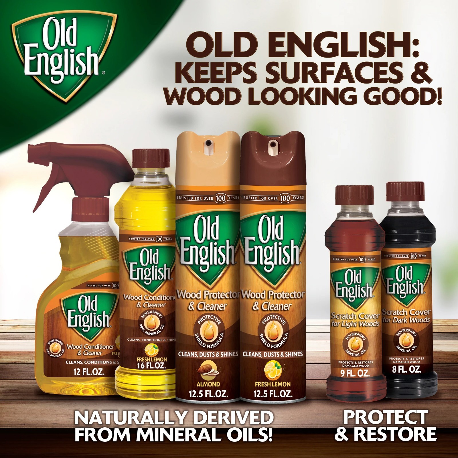 Old English Light Woods 08 -fl oz Unscented Wood furniture scratch cover
