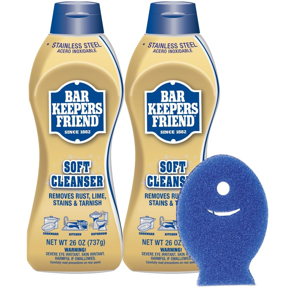 Soft Cleanser Liquid 2 x 26 oz with Dish Fish Sponge Multipurpose Cleaner Rust