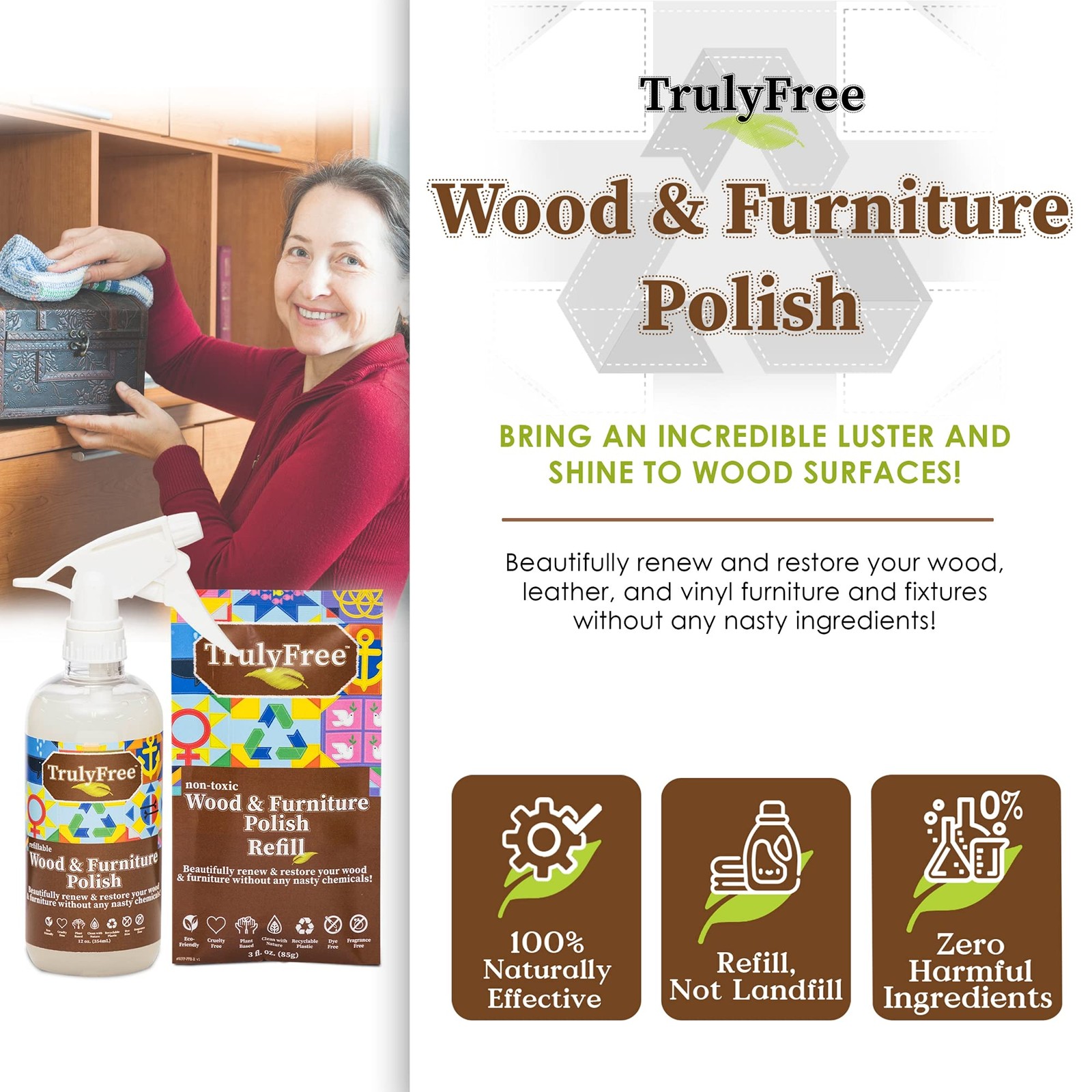 Natural Wood Cleaner & Furniture Polish – Leather Cleaner, Vinyl, Furniture &…