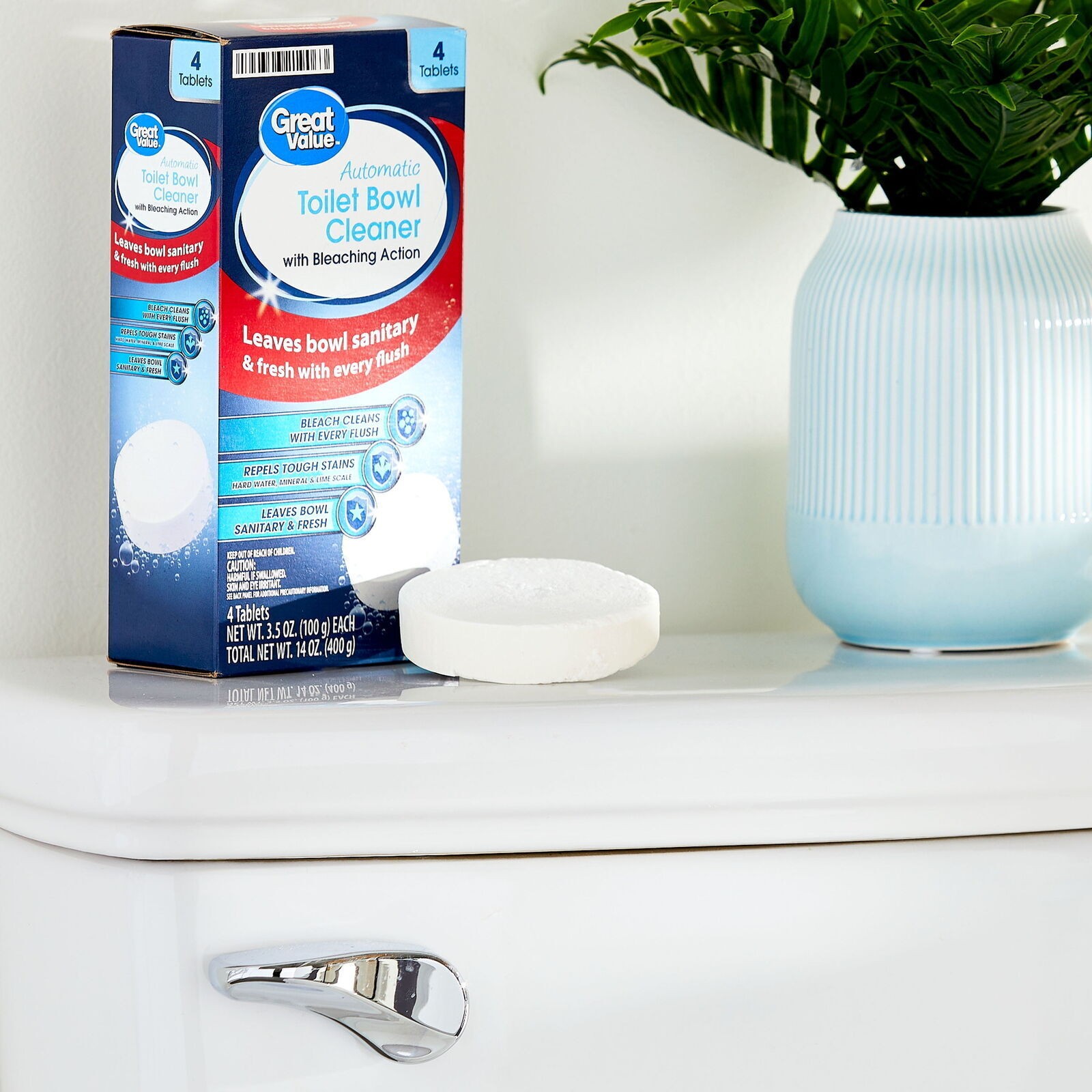 4 Count Automatic Toilet Bowl Cleaner Tablets with Bleaching Action Septic Safe