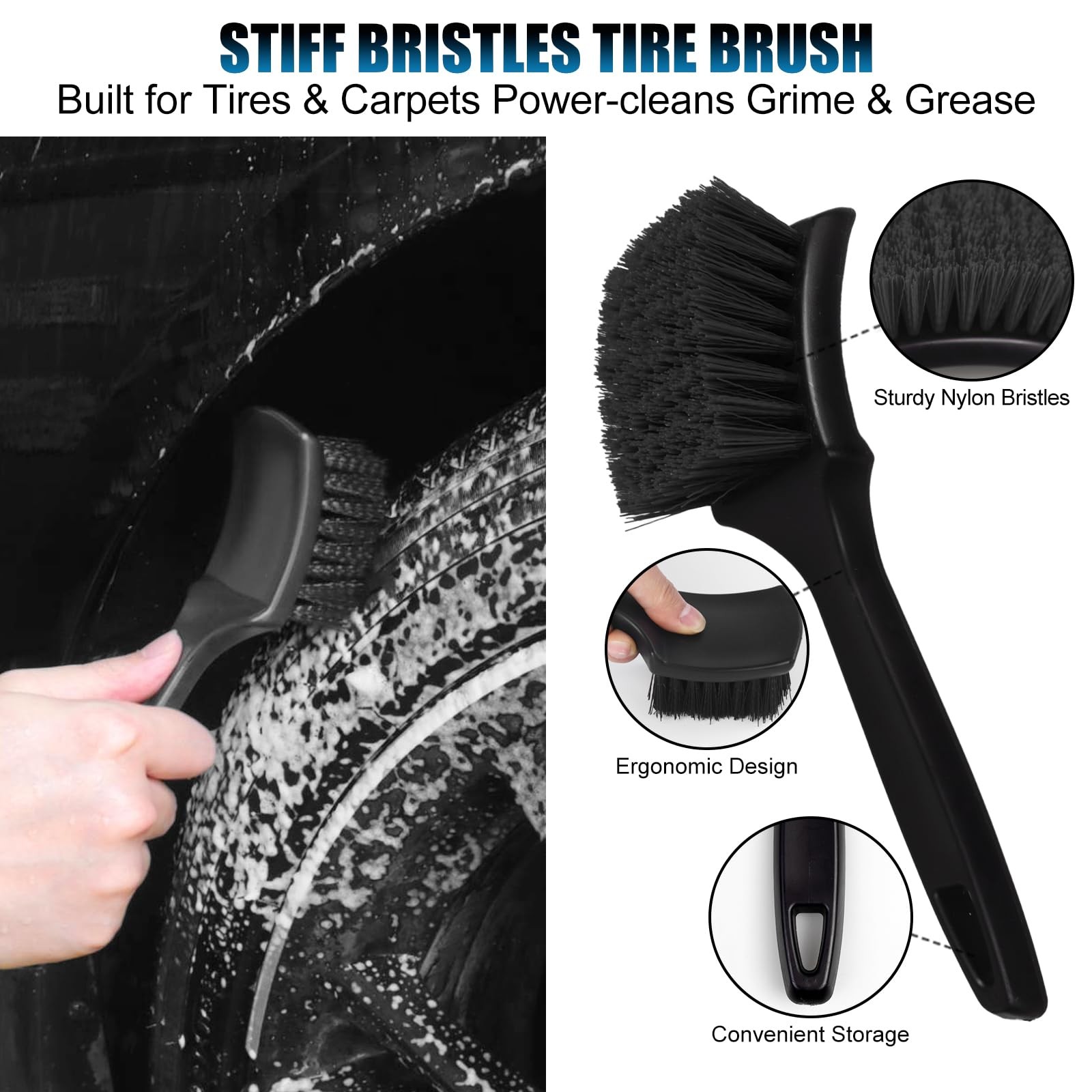8Pcs Wheel Brush, Tire Brush, Wheel Cleaner Brush Set – 2 Soft Wheel Cleaning…