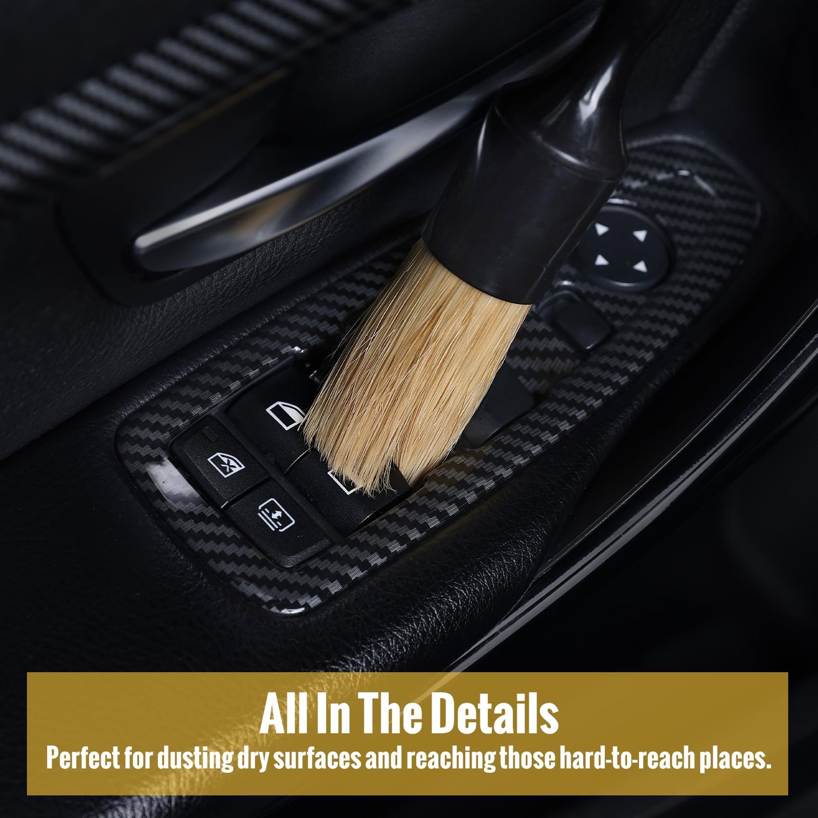 6PCS Car Detailing Brush Set – Soft Boar Hair Cleaning Tools for Vehicles