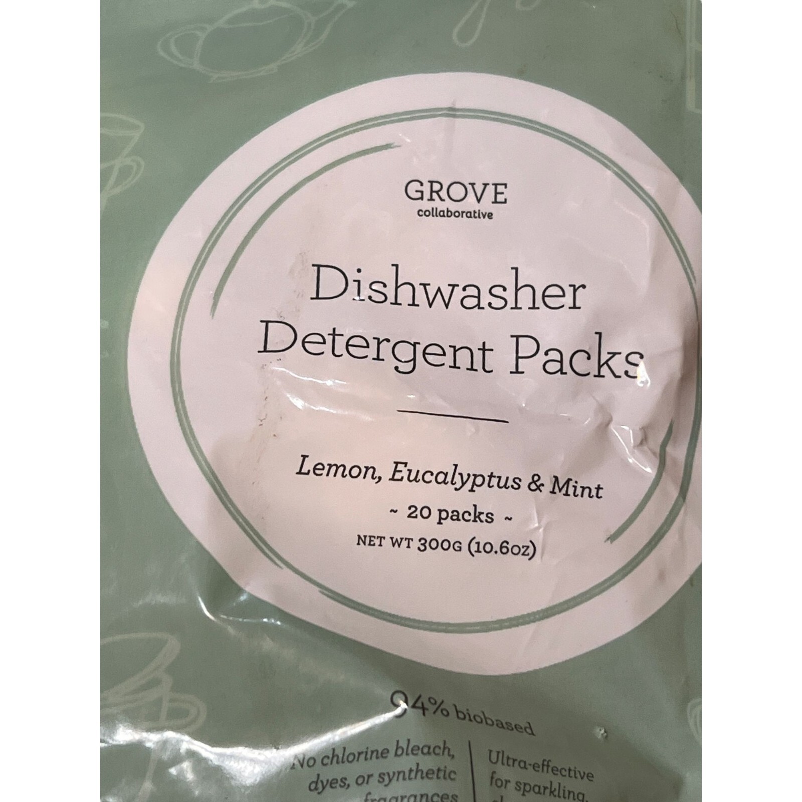 Grove Dishwasher Detergent Packs Lemon Eucalyptus Mint 20 packs new