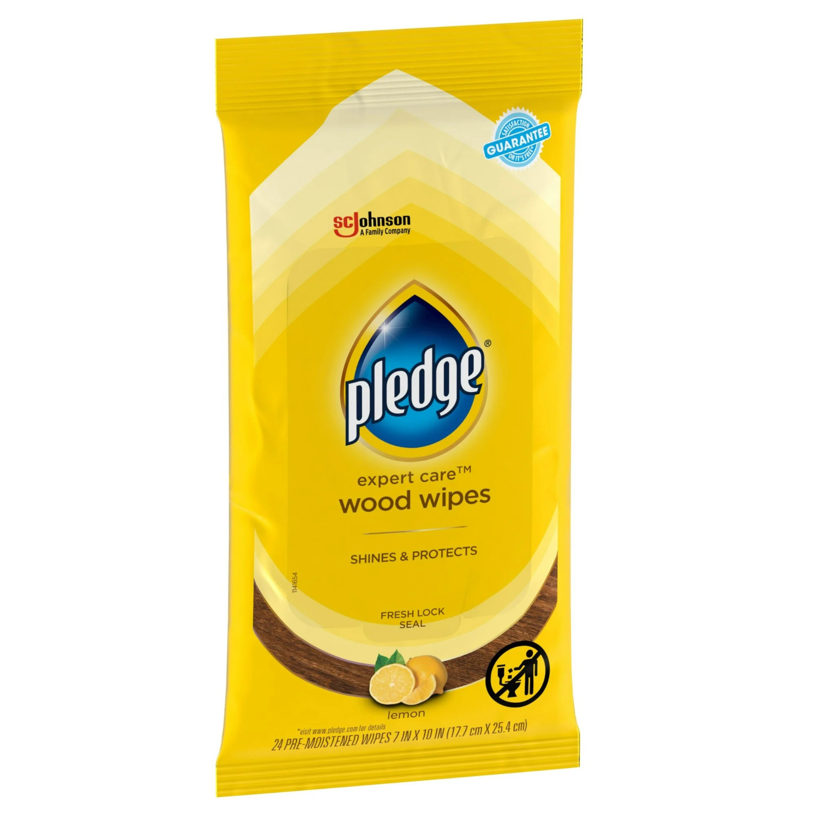 Pledge Expert Care Enhancing Wood Wipes, Lemon Scent, 24 Count 6 Pack