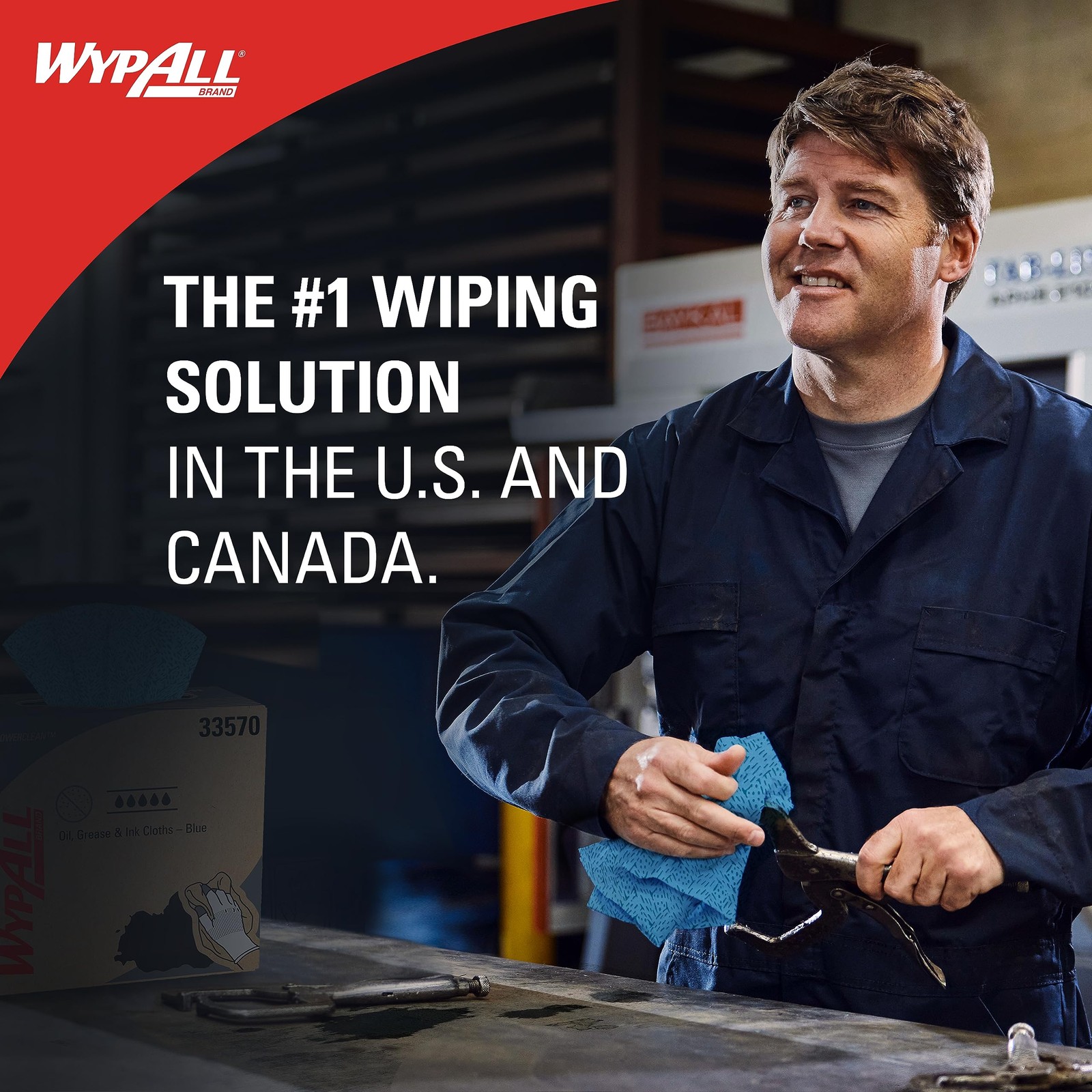 WypAll Oil, Grease & Ink Cloths (33560), Quarterfold, Lint-Free Wipes, Blue (8