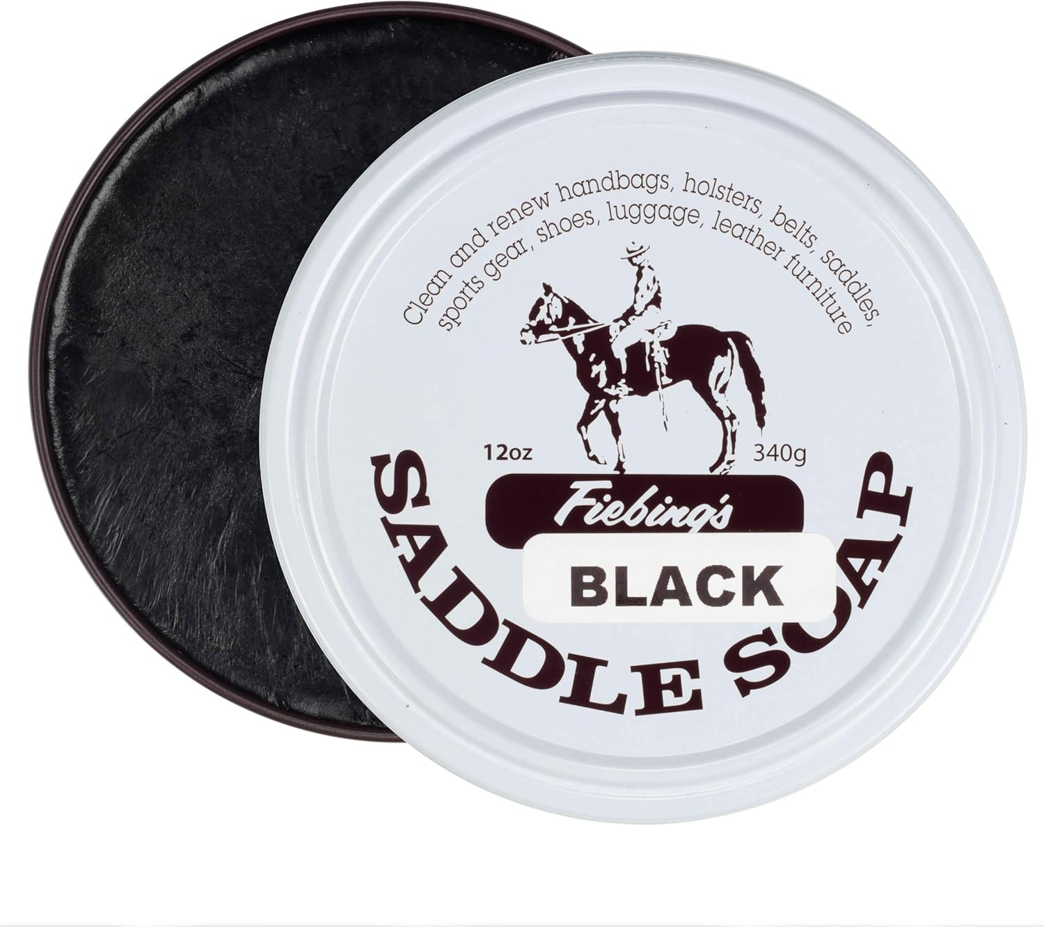 Black Saddle Soap (12Oz) – Leather Cleaner & Conditioner – Soften, Protect, Rest