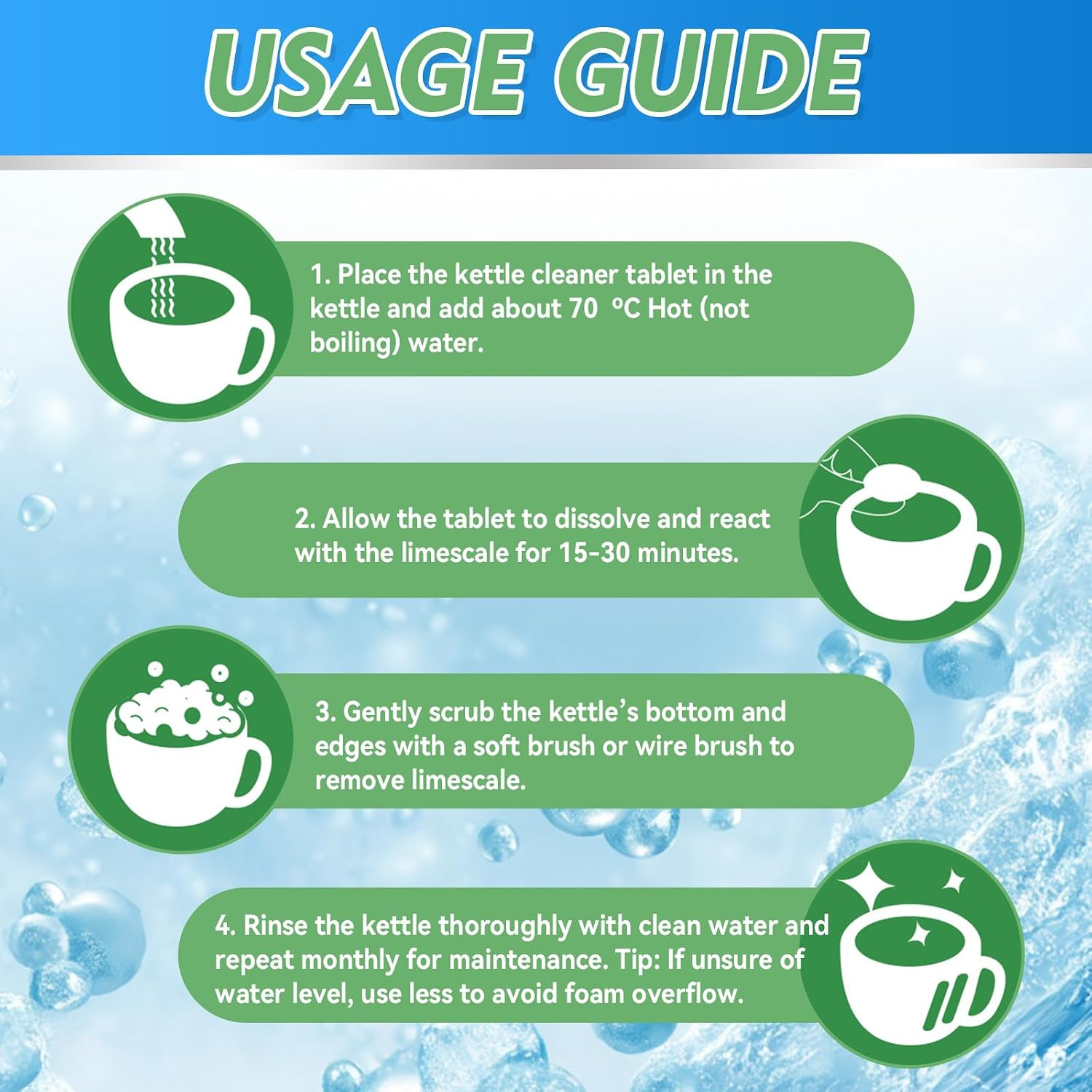Kettle Descaler Tablet, Citric Acid for Cleaning Kettles, Coffee Machines, Showe