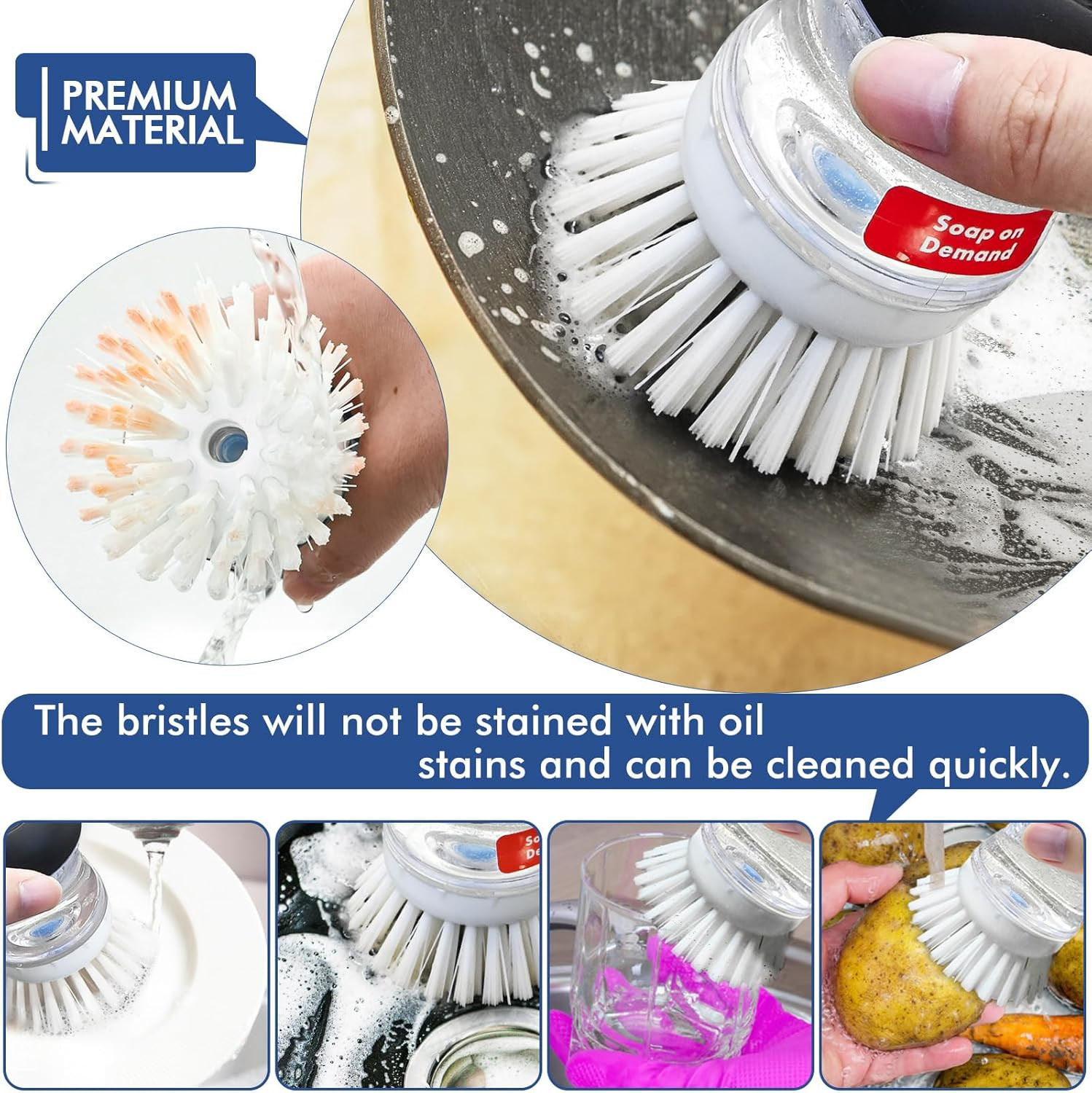 Palm Brush Refills for OXO Soap Dispensing Dish Brush | 4 Pack Cleaning
