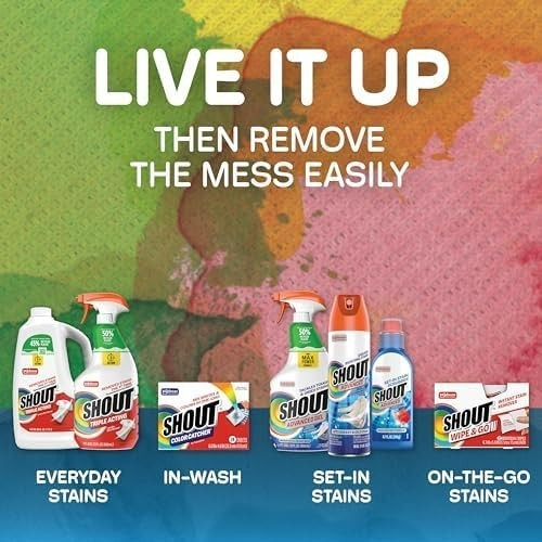 Powerful Shout Foaming Stain Remover | 36 oz Pack of 2 for Stubborn Stains