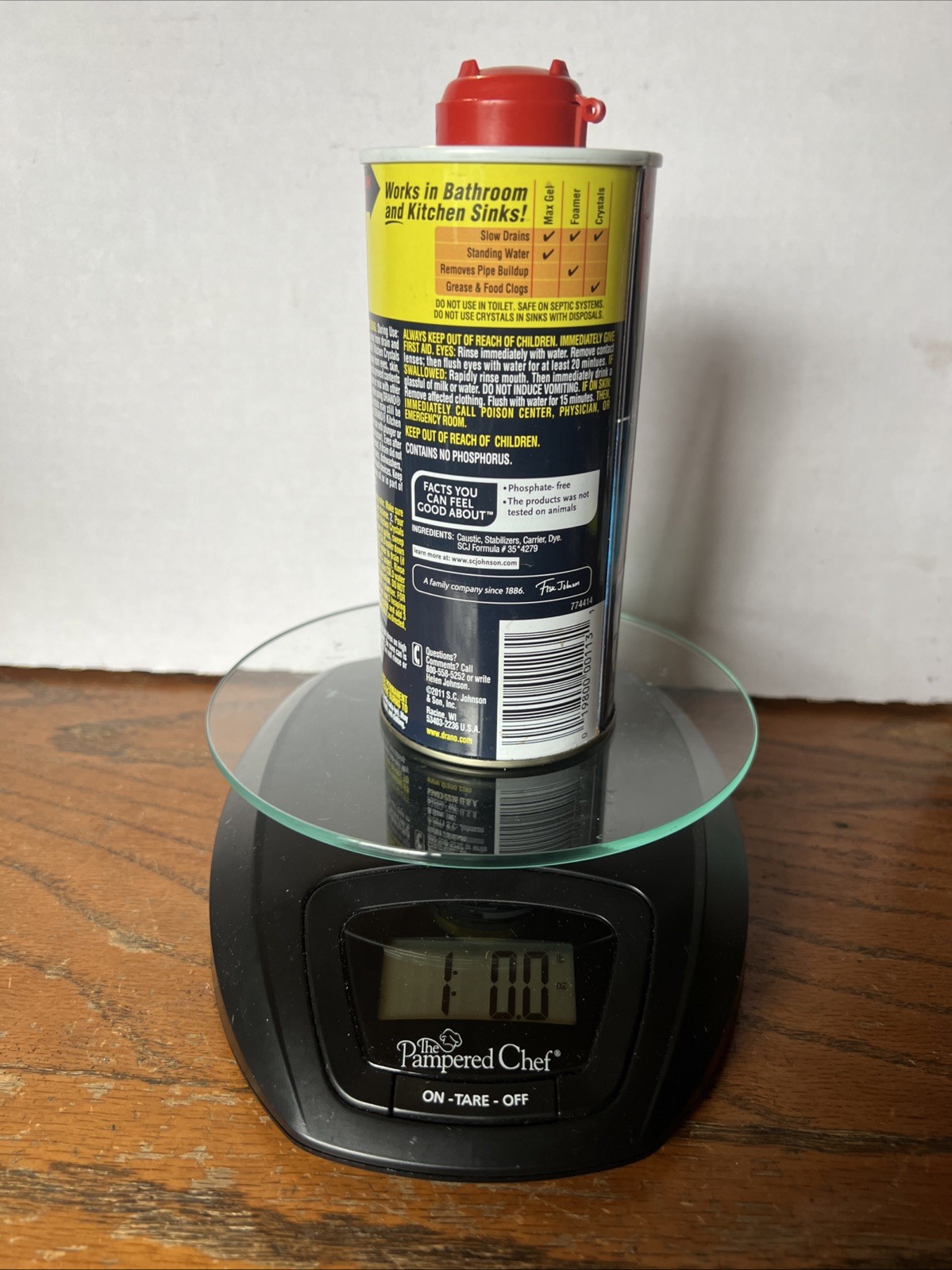 DRANO Professional Strength Crystals 2011 SC Johnson 18oz Opened Mostly Full