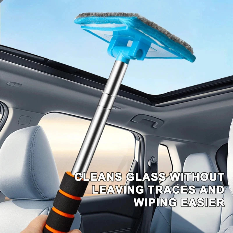 Extendable Windshield Cleaning Tool Kit Car Window Glass Wiper Cleaner Brush Pad