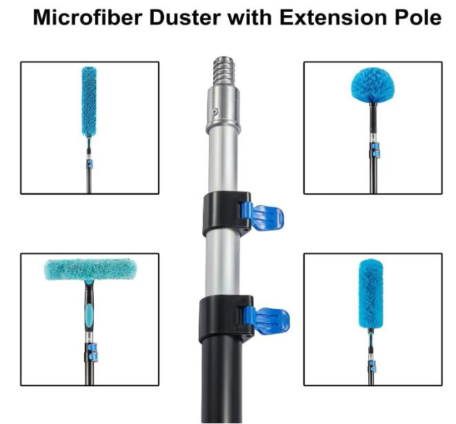 Hicavar 20FT High Ceiling Fan Duster w/ Extendable Pole Cleaning Kit