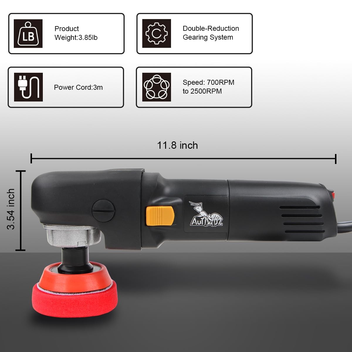 Mini Buffer Polisher, Car Polisher Waxer, 600W Rotary Polisher Machine with 3…