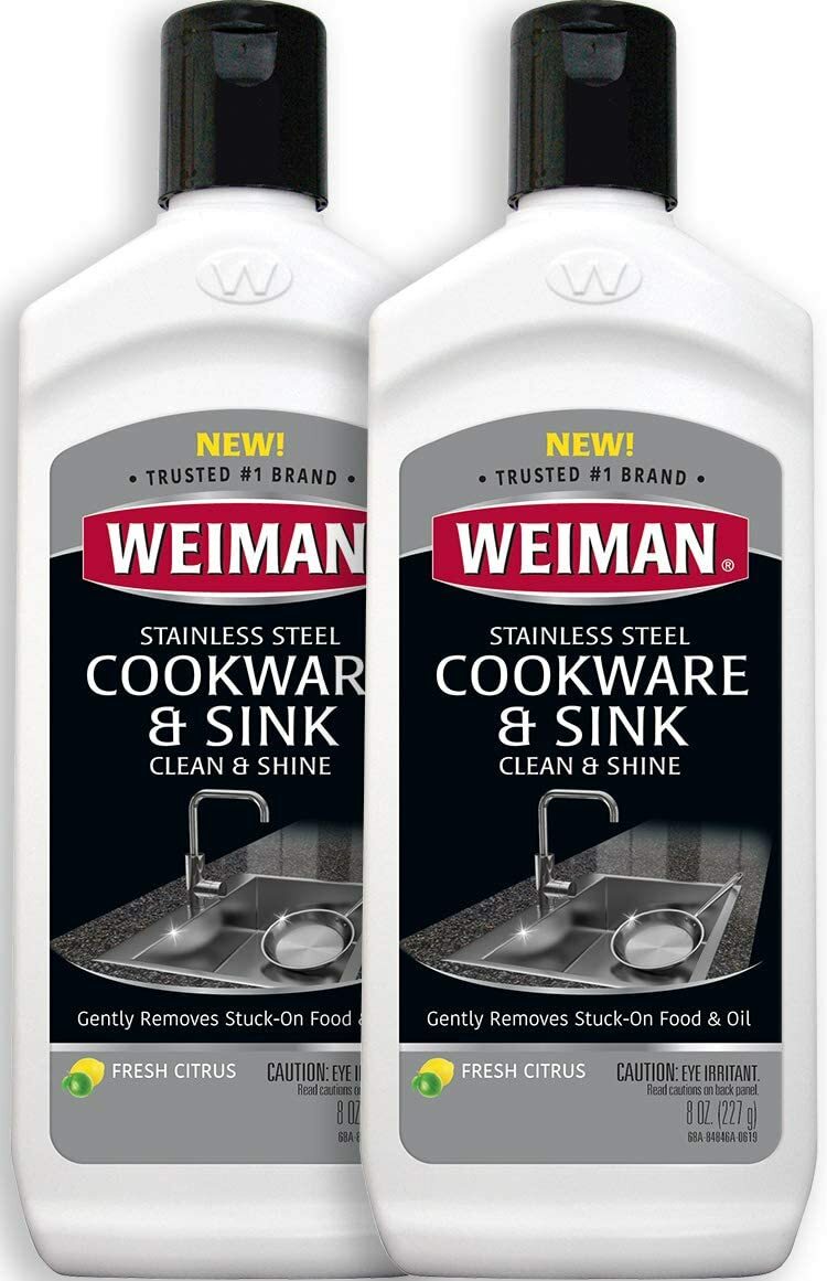 2 Bottles of Weiman Stainless Steel Cookware & Sink Clean & Shine