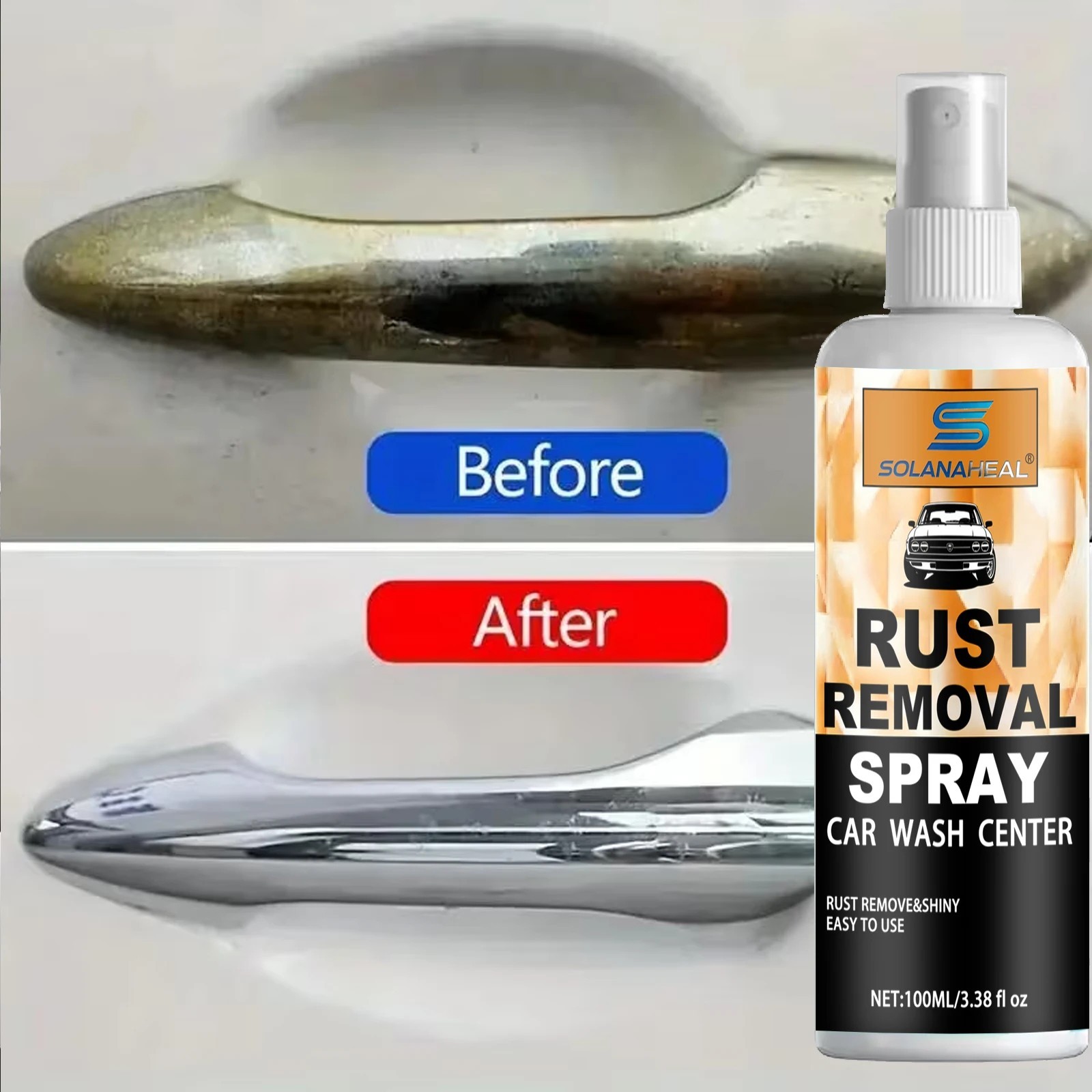 Rust Remover Spray for Metal Iron Steel Chrome Fast Acting Cleaner Safe*