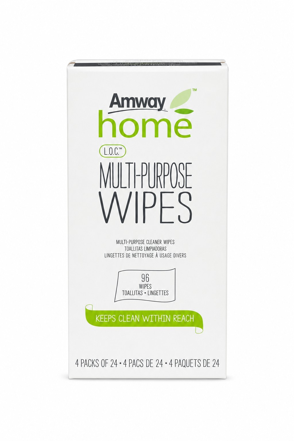 Amway Home L.O.C. All-Purpose Wipes Eucalyptus Mint, 4 Pack 96, Biodegradable