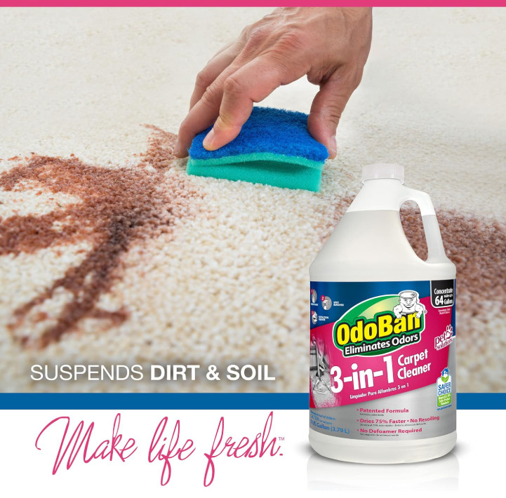 Odoban 3-in-1 Carpet Cleaner Fast Drying Eco-Friendly 128 Fl Oz Spot Remover-USA