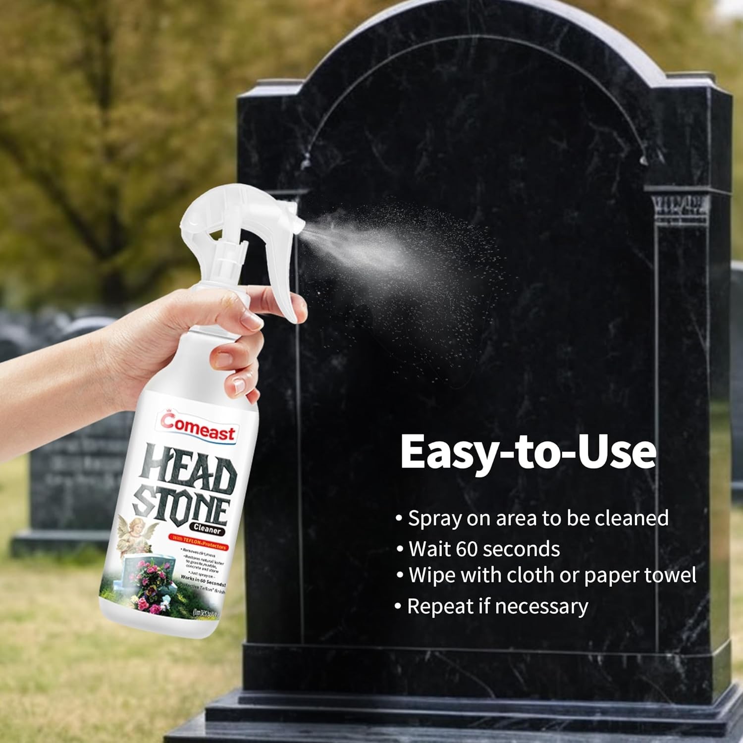 8.45 Fl oz Non-Abrasive Headstone Cleaner – Preserve Gravestone Beauty & Legacy