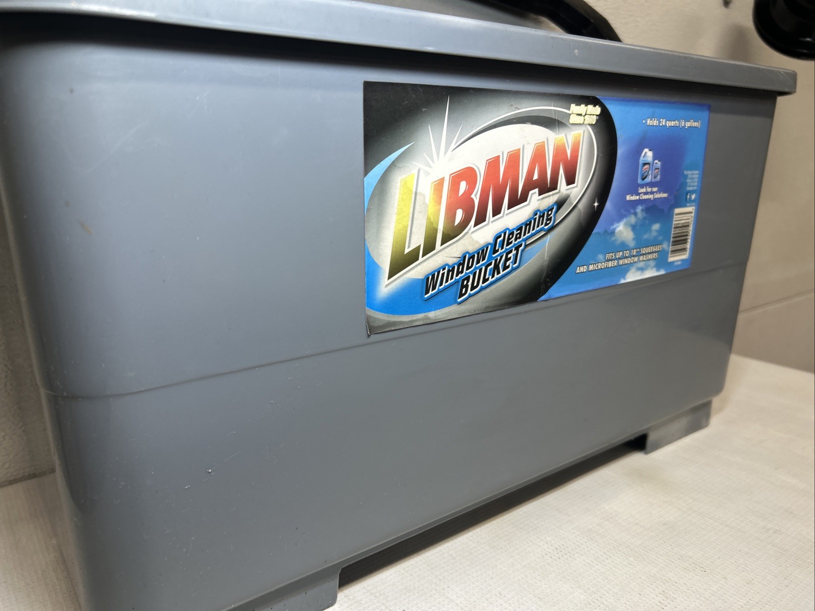 Libman 3.5-Gallon Window Cleaning Mop Bucket Container Grey w/Handle #01066