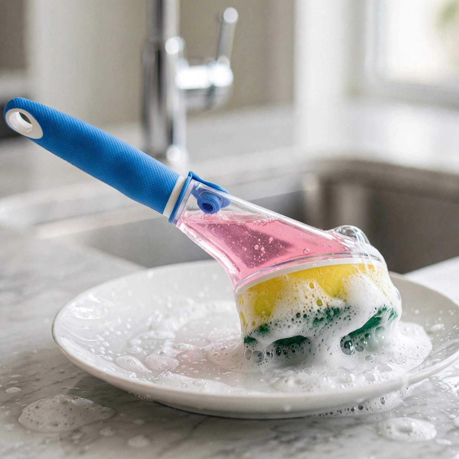 Scrub Buddies Dishwand Soap Dispensing Brush 11″ Kitchen Cleaning Tool Ergonomic