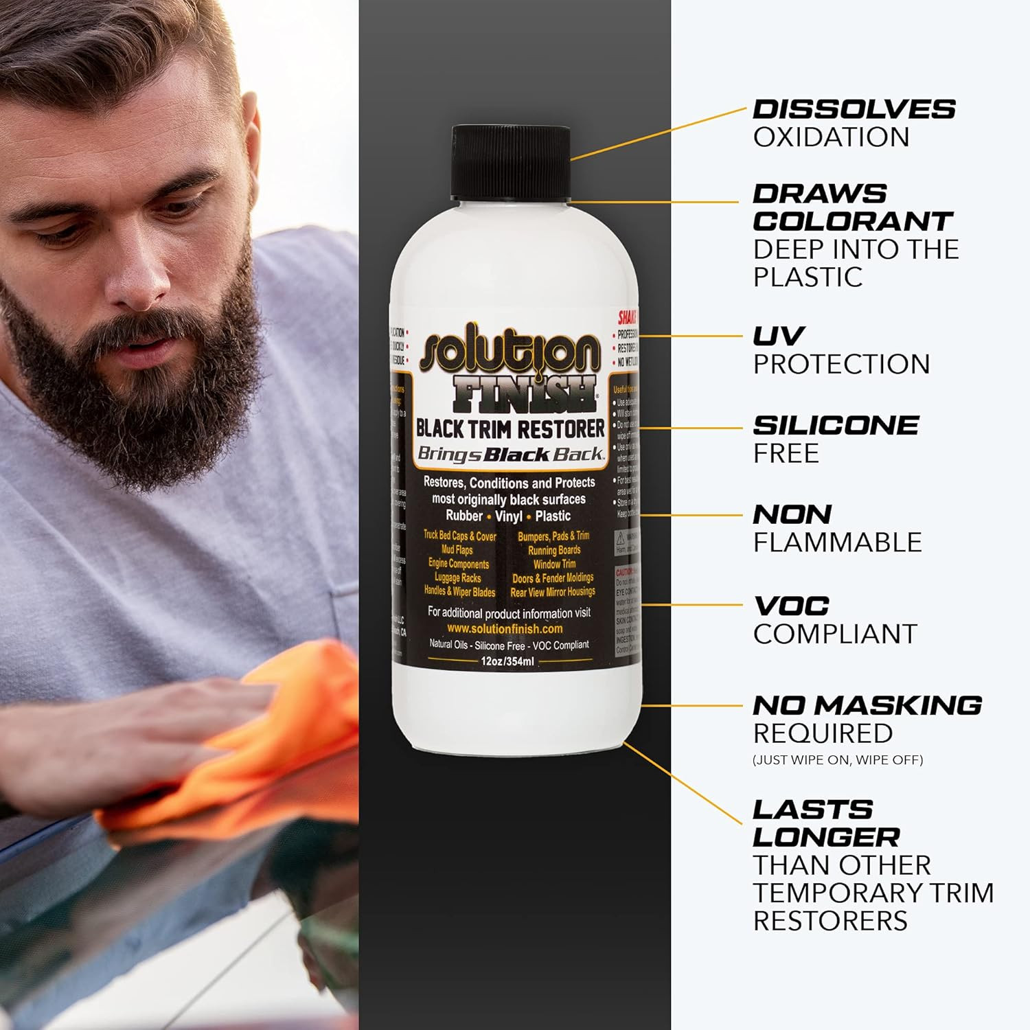Solution Finish Black Trim Restorer 12 Oz Vinyl Plastic Cleaner Protector