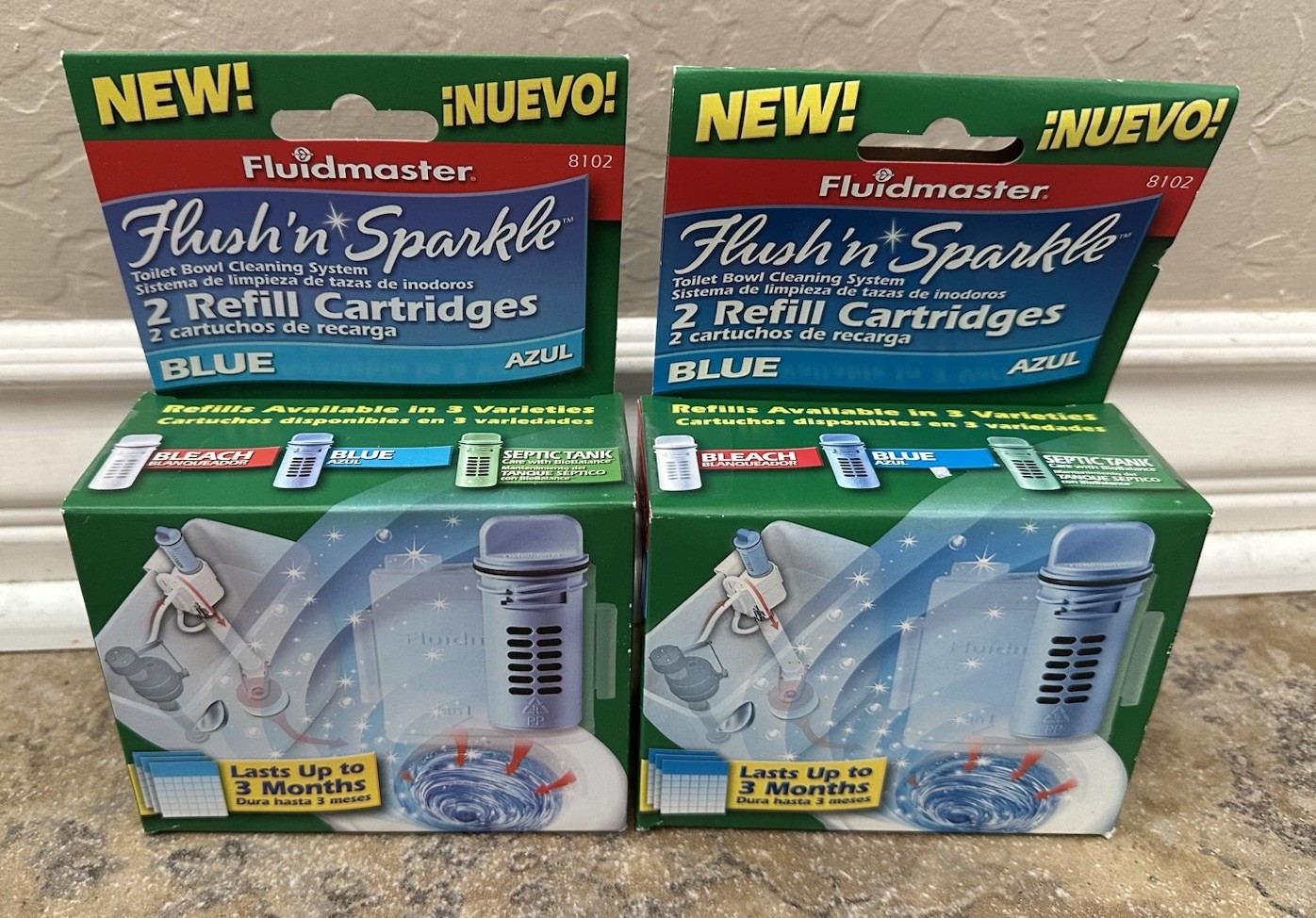 Fluidmaster 8102 Flush’n Sparkle Self-Cleaning Toilet Bowl System Refills, 2 Lot