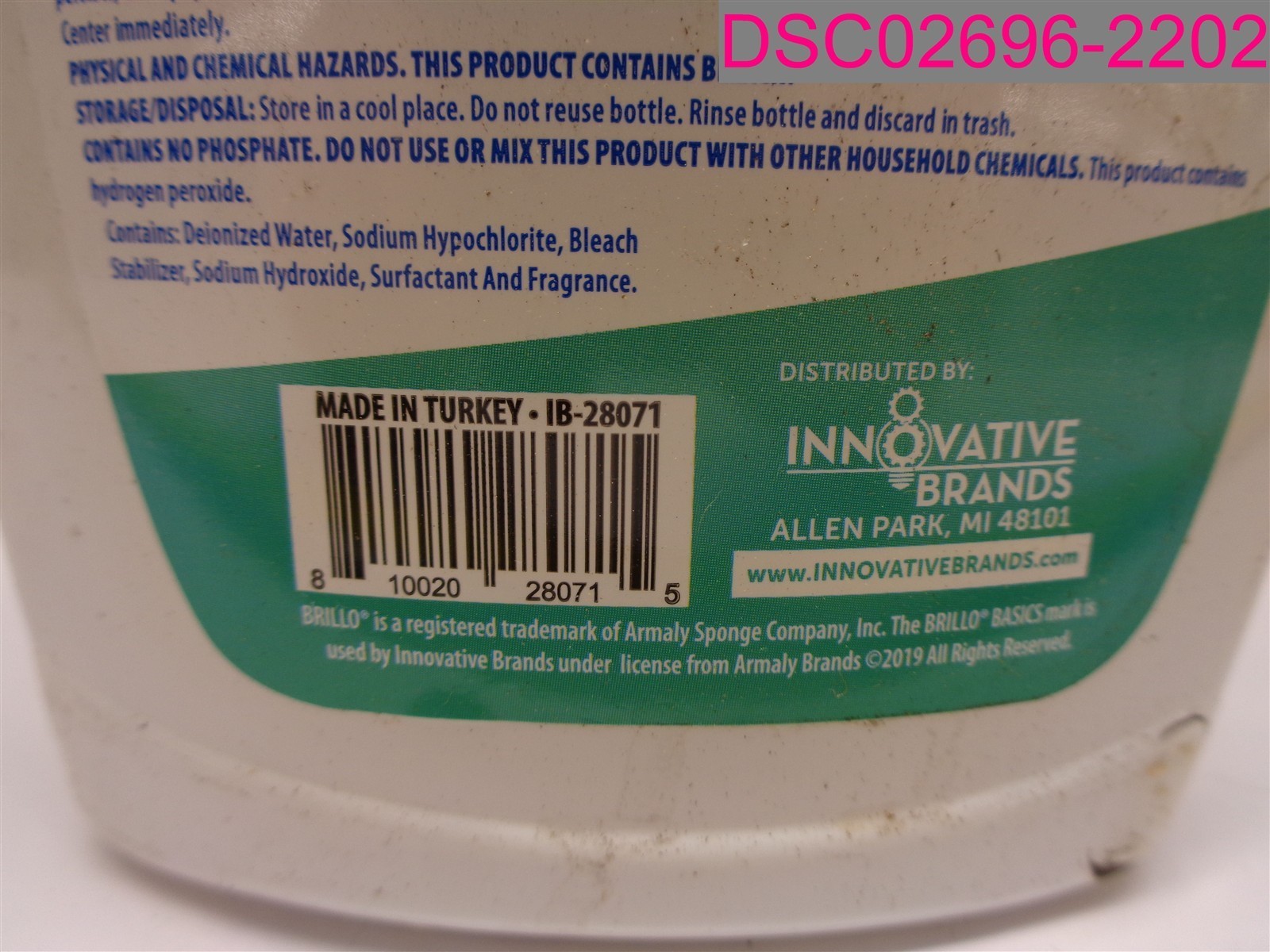 QTY=660 fl.oz (30 x 22 fl.oz); Brillo Basics All Purpose Cleaner w/ Bleach Spray