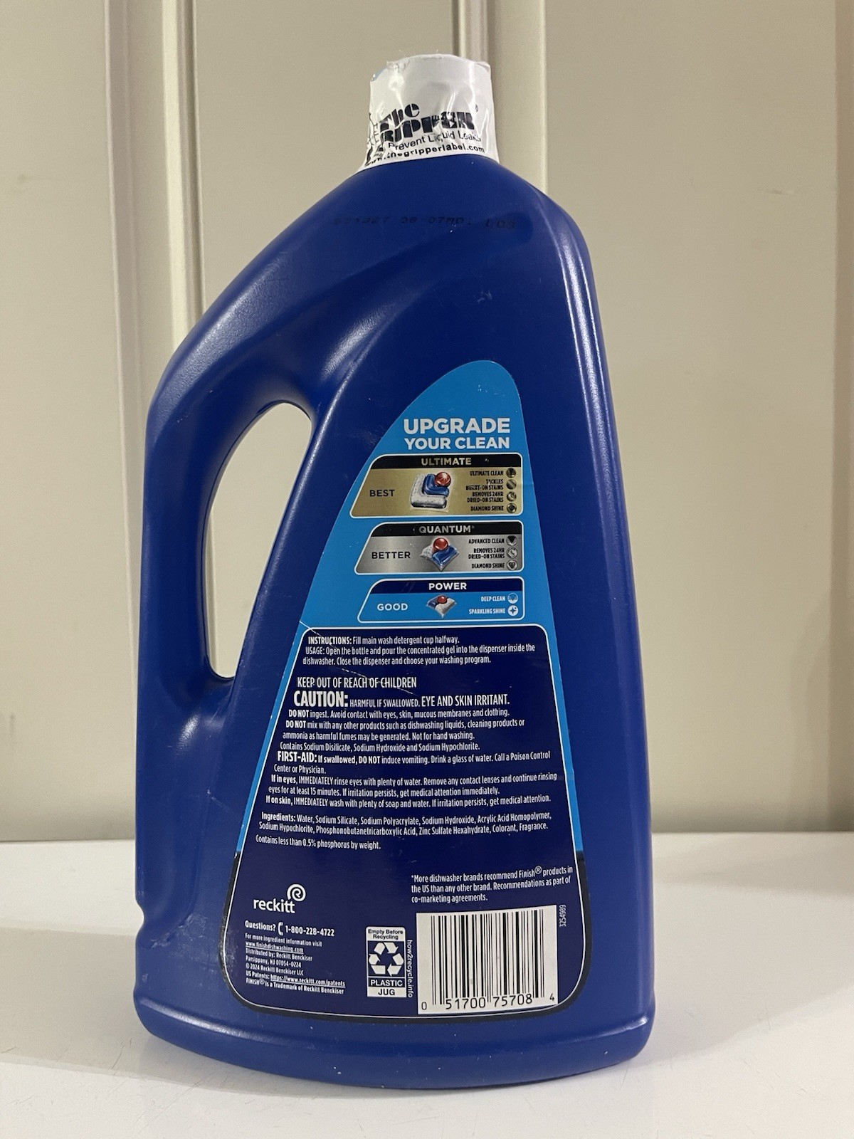 Finish Dishwasher Detergent Gel Liquid, Lemon Scent, 75oz